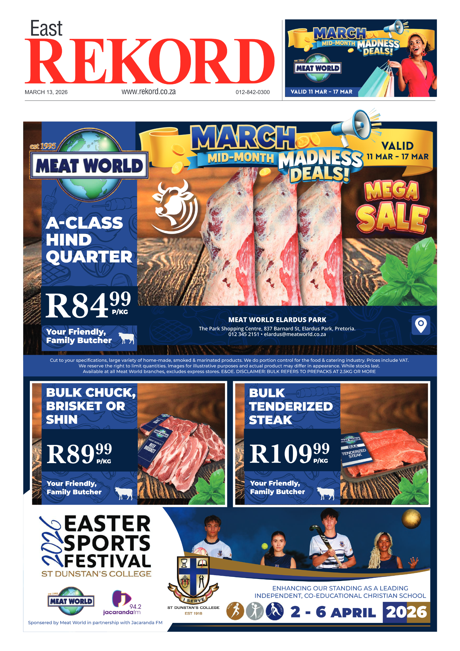 Rekord East 13 March 2026 page 1