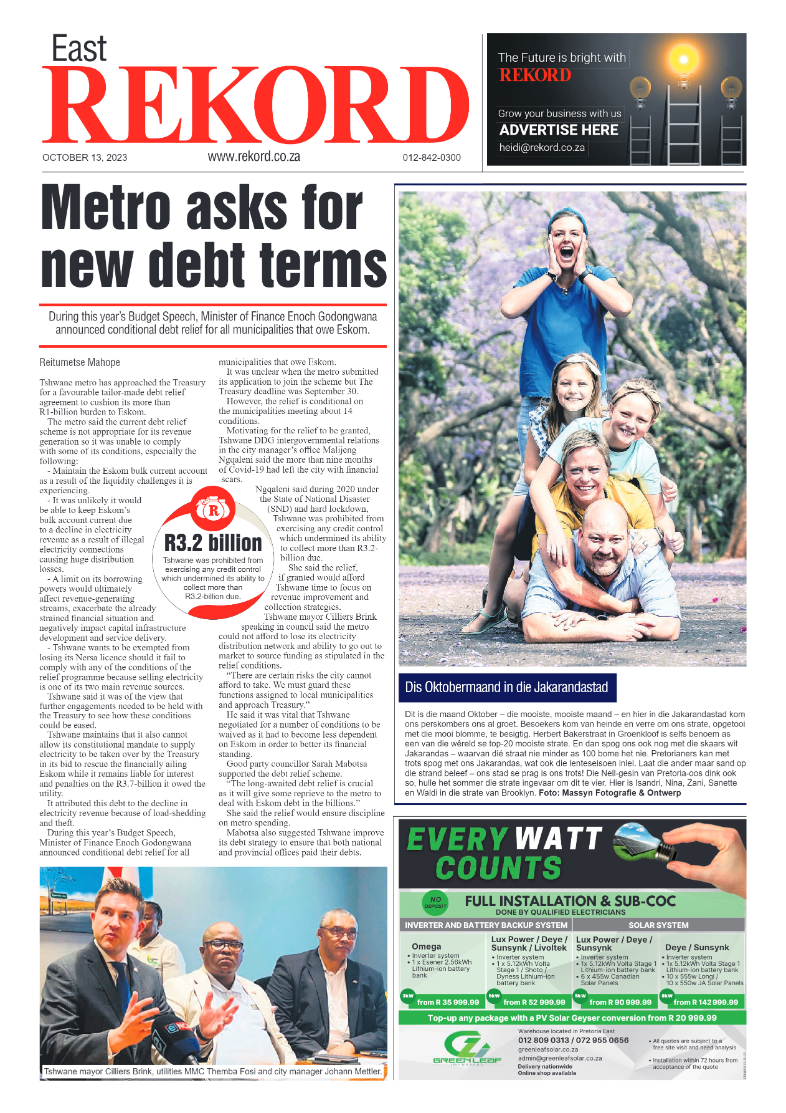 Rekord East 13 October 2023 page 1