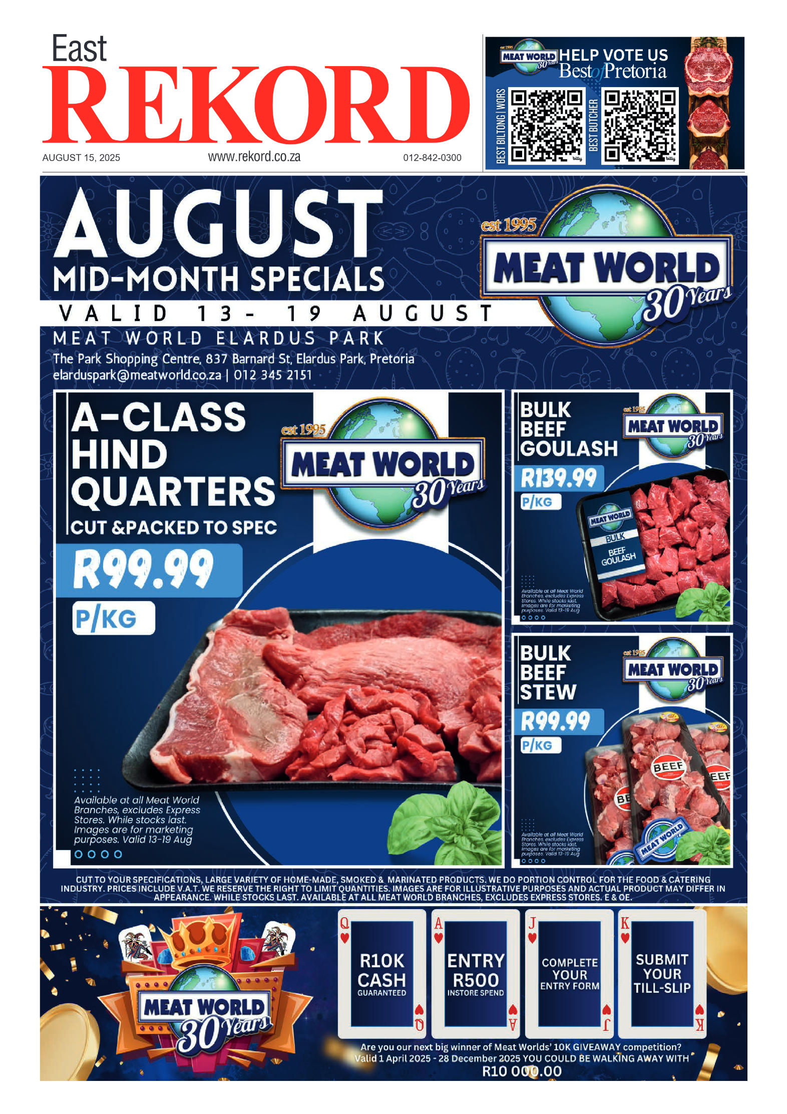 Rekord East 15 August 2025 page 1