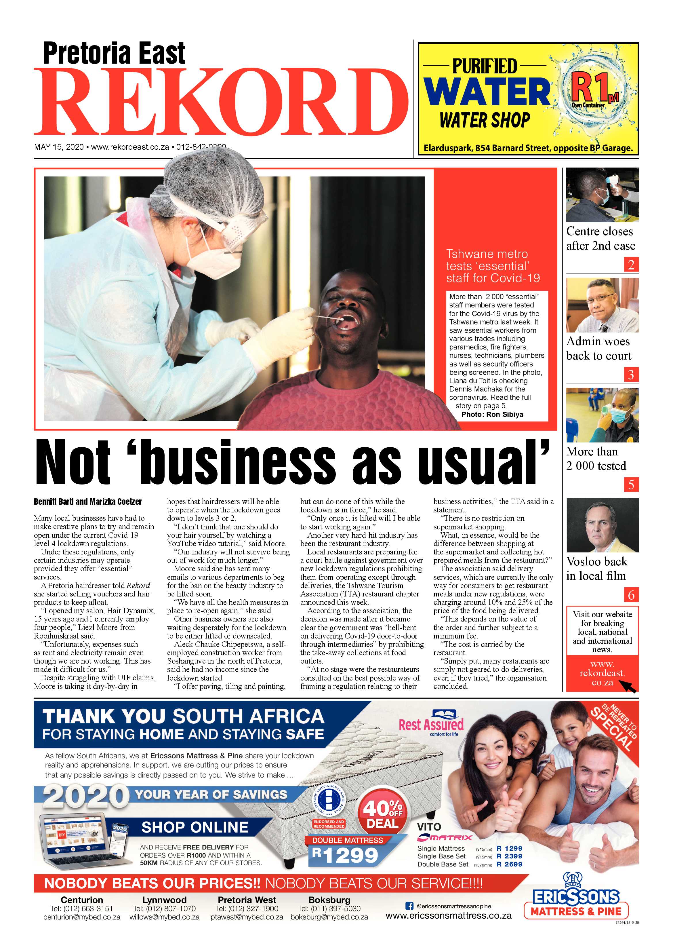 Rekord East 15 May 2020 page 1