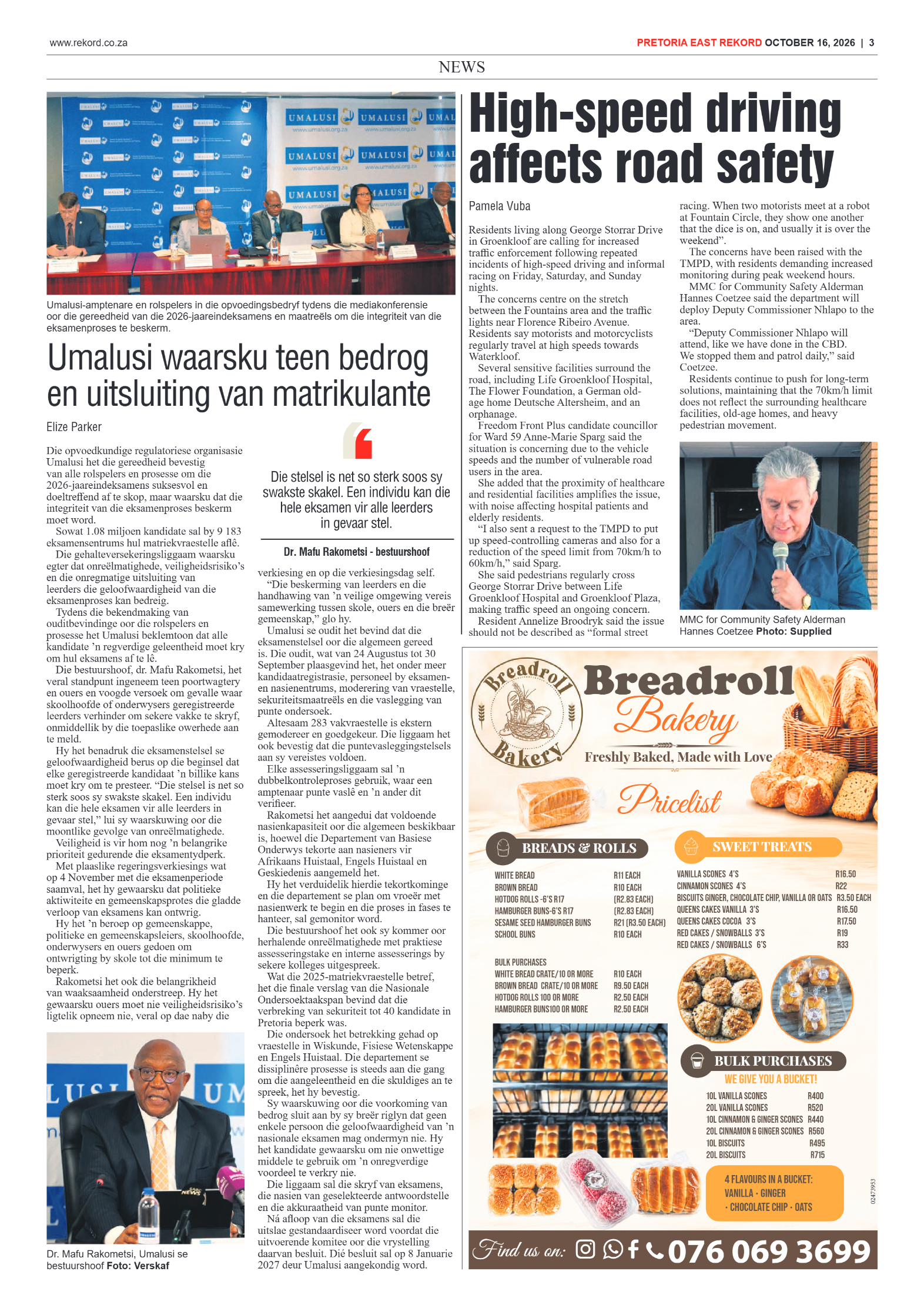 Rekord East – 16 October 2026 page 3