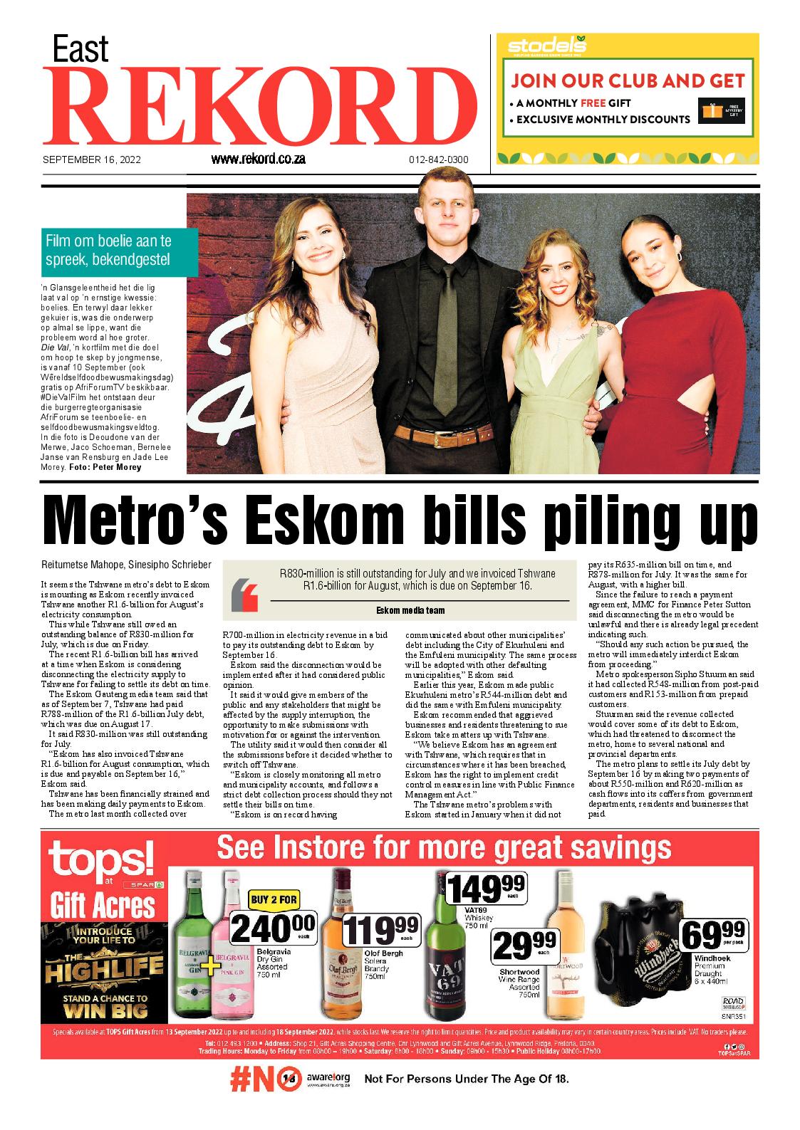 Rekord East 16 September 2022 page 1