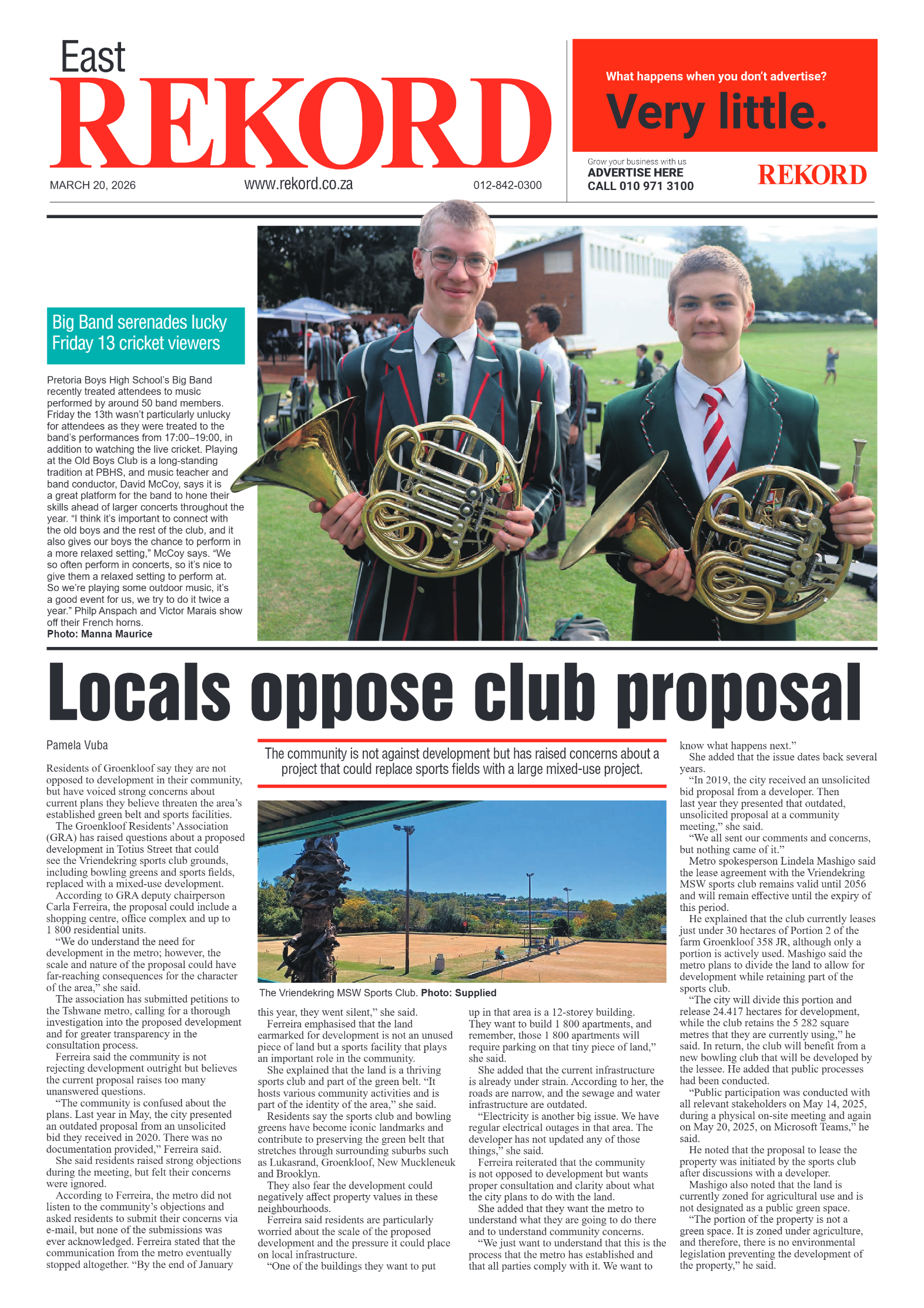 Rekord East 20 March 2026 page 1