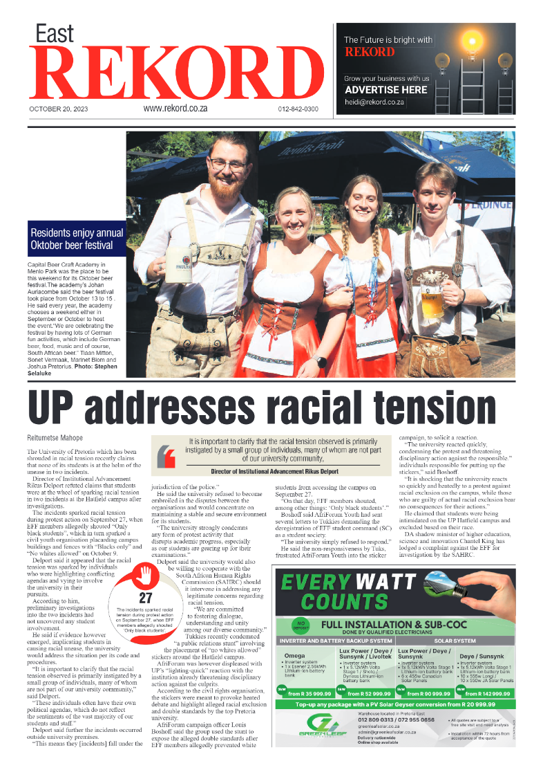 Rekord East 20 October 2023 page 1