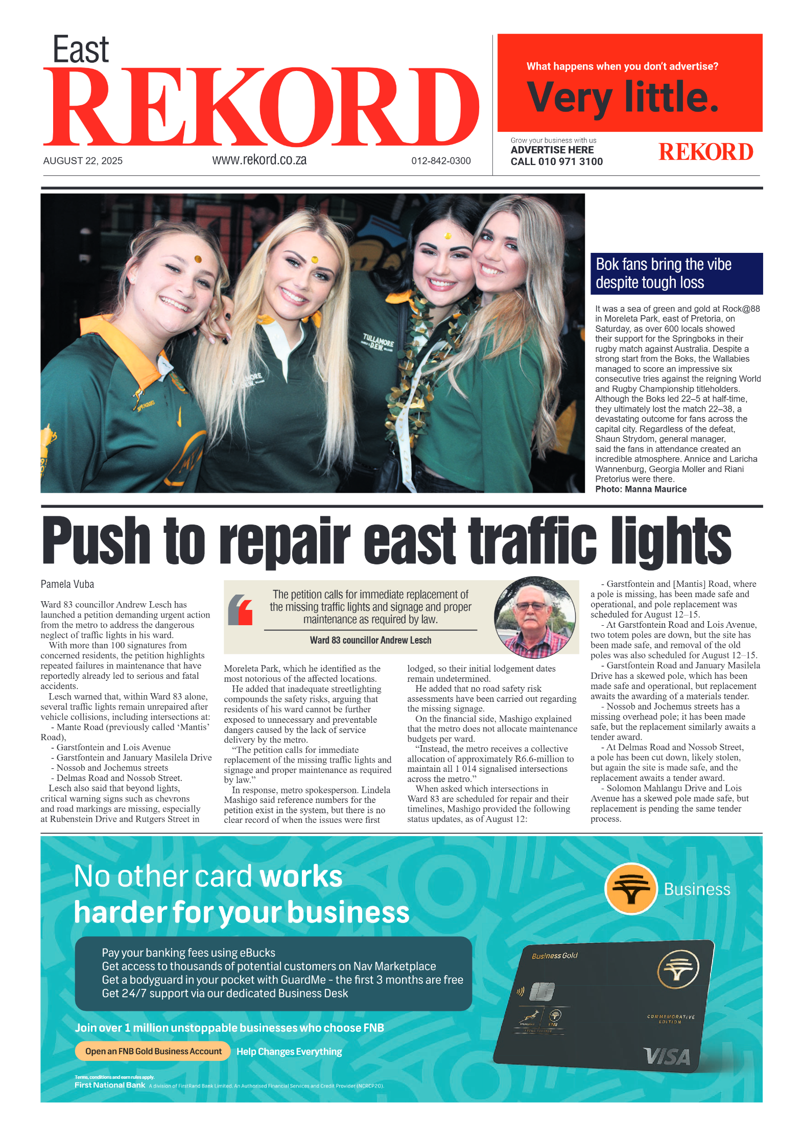 Rekord East 22 August 2025 page 1