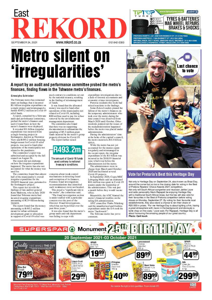 Rekord East 24 September 2021 page 1