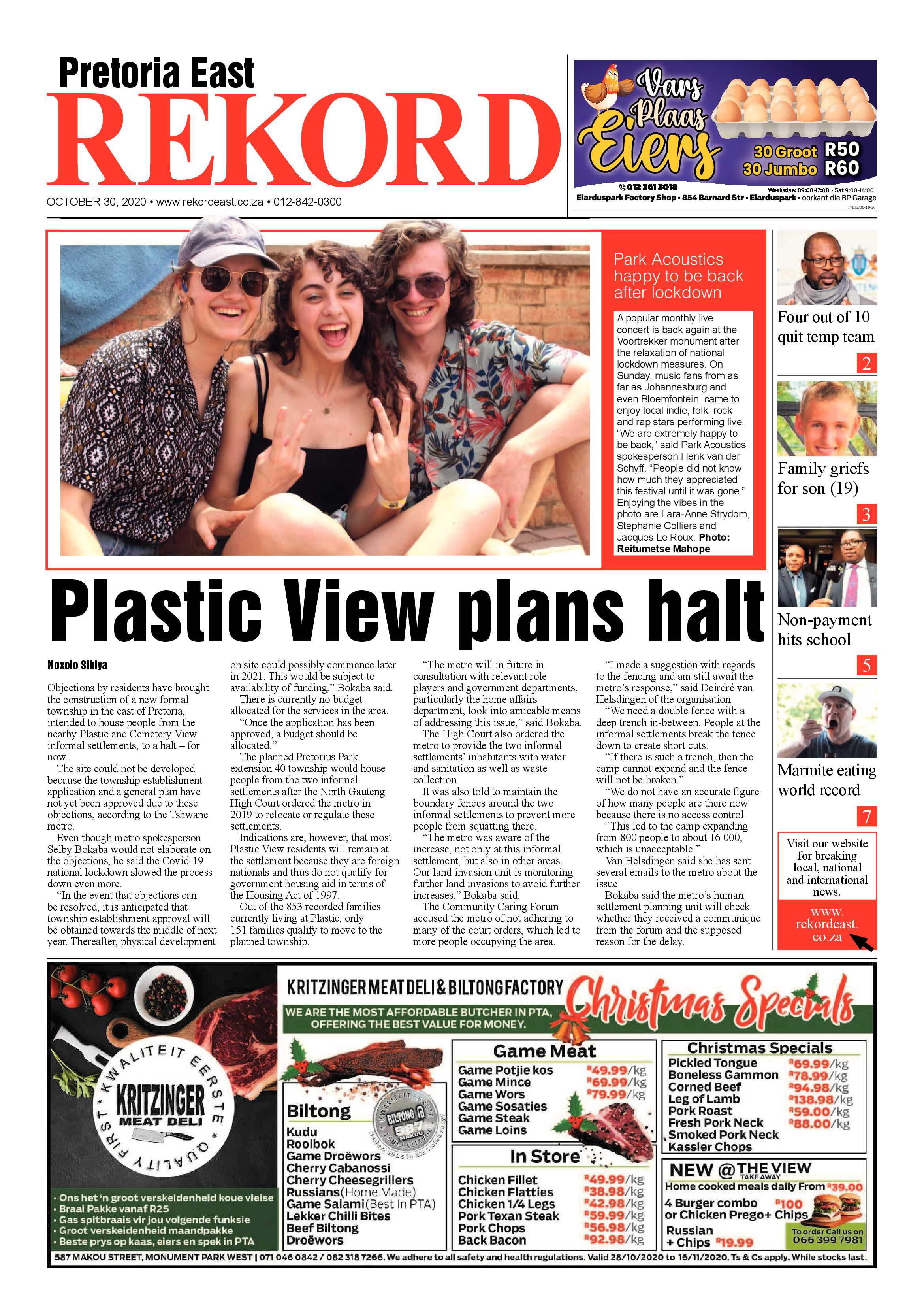 Rekord East 30 October 2020 page 1
