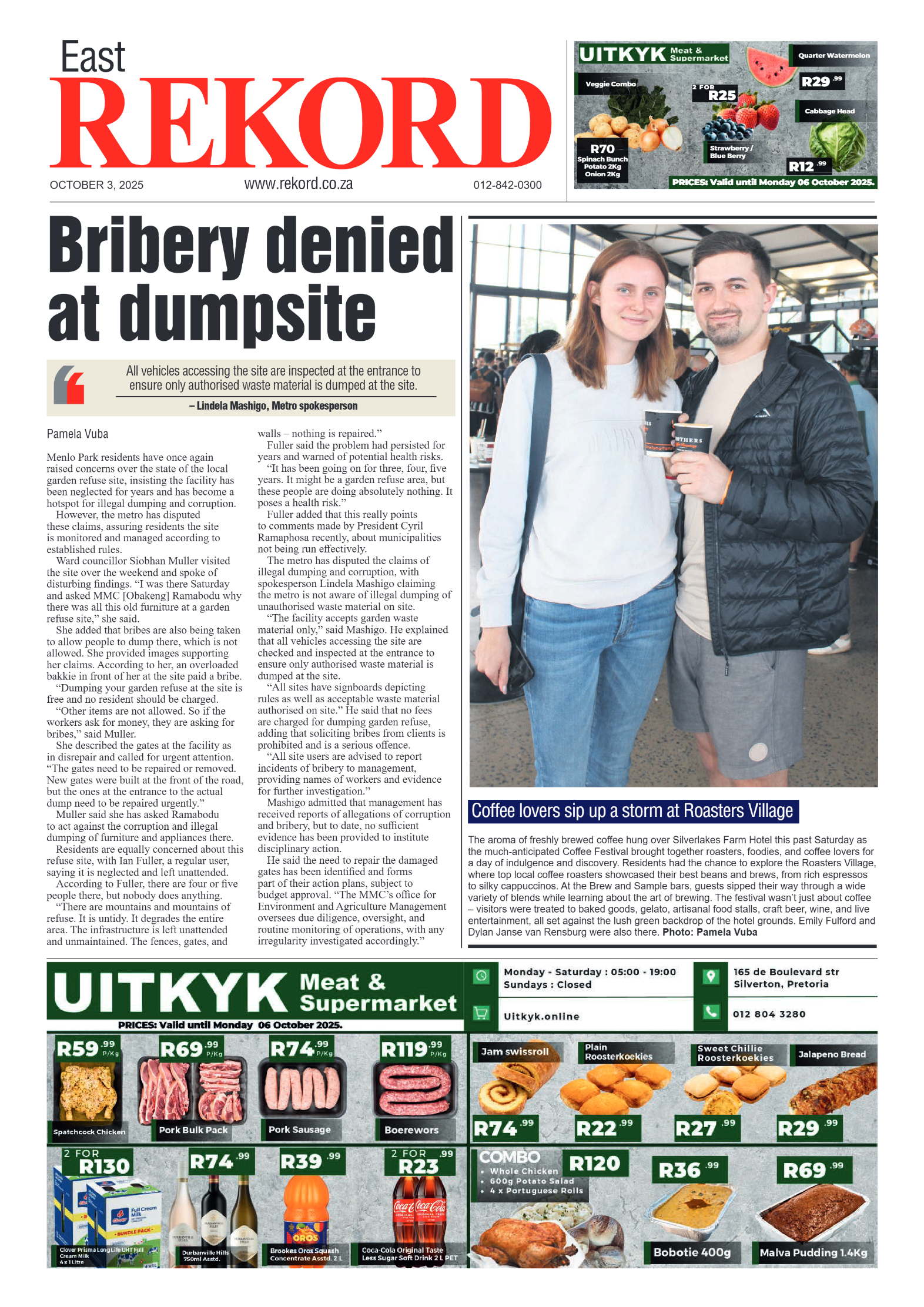 Rekord East 3 October 2025 page 1