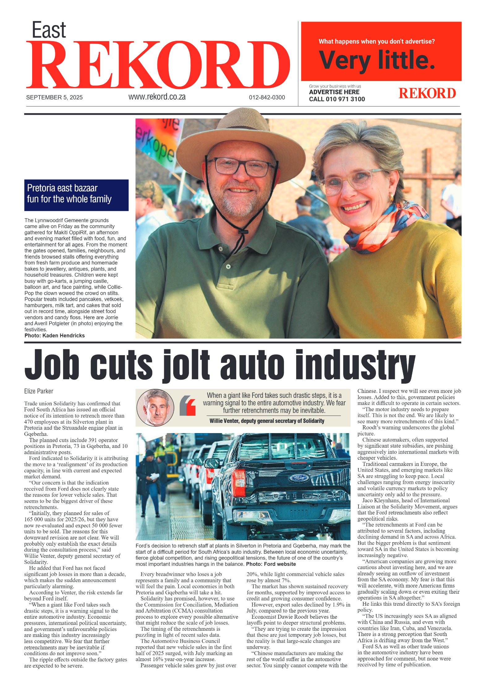 Rekord East 5 September 2025 page 1