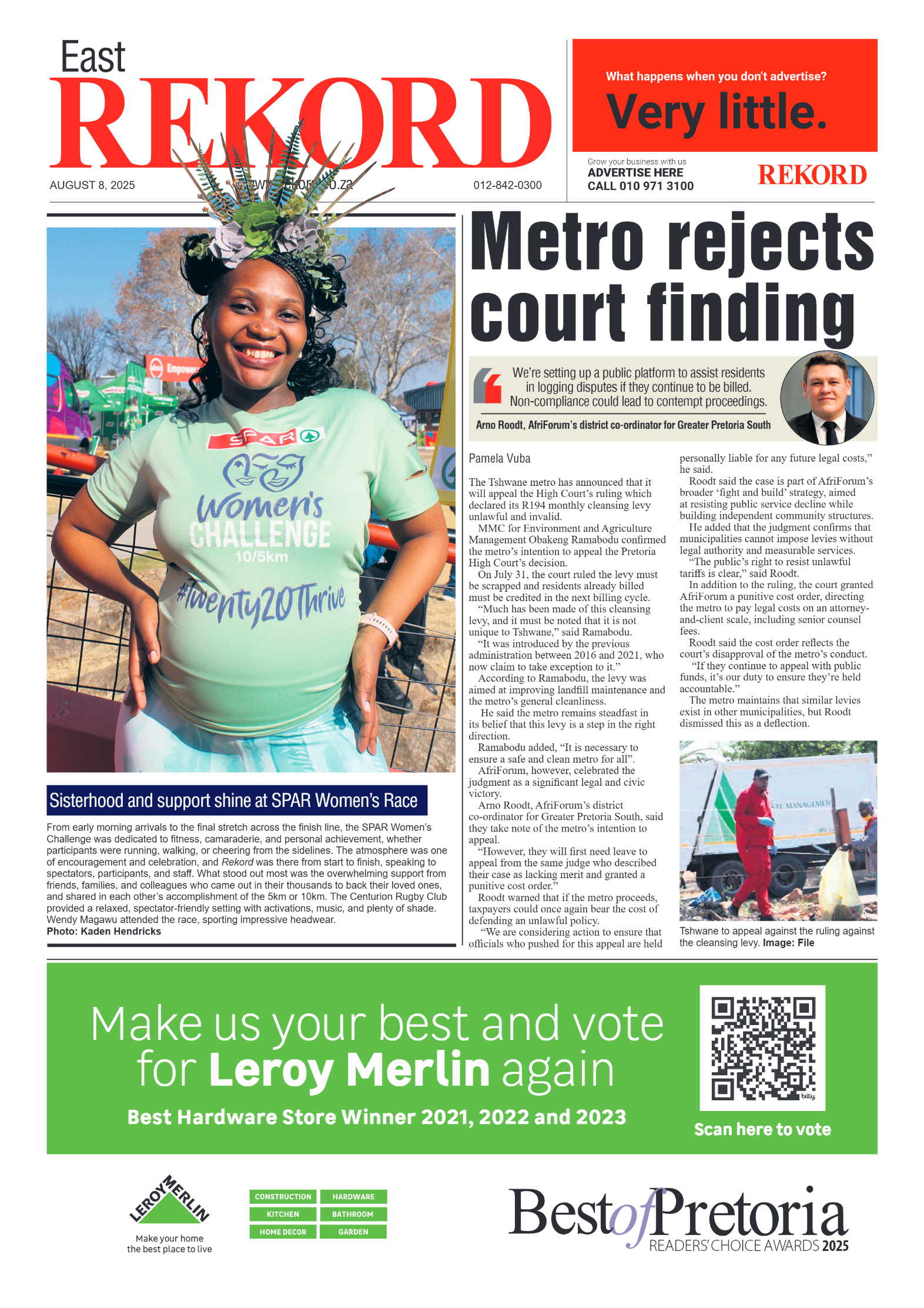 Rekord East 8 August 2025 page 1