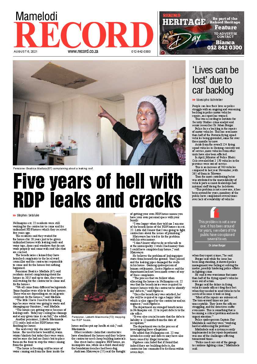 Rekord Mamelodi 06 August 2021 page 1