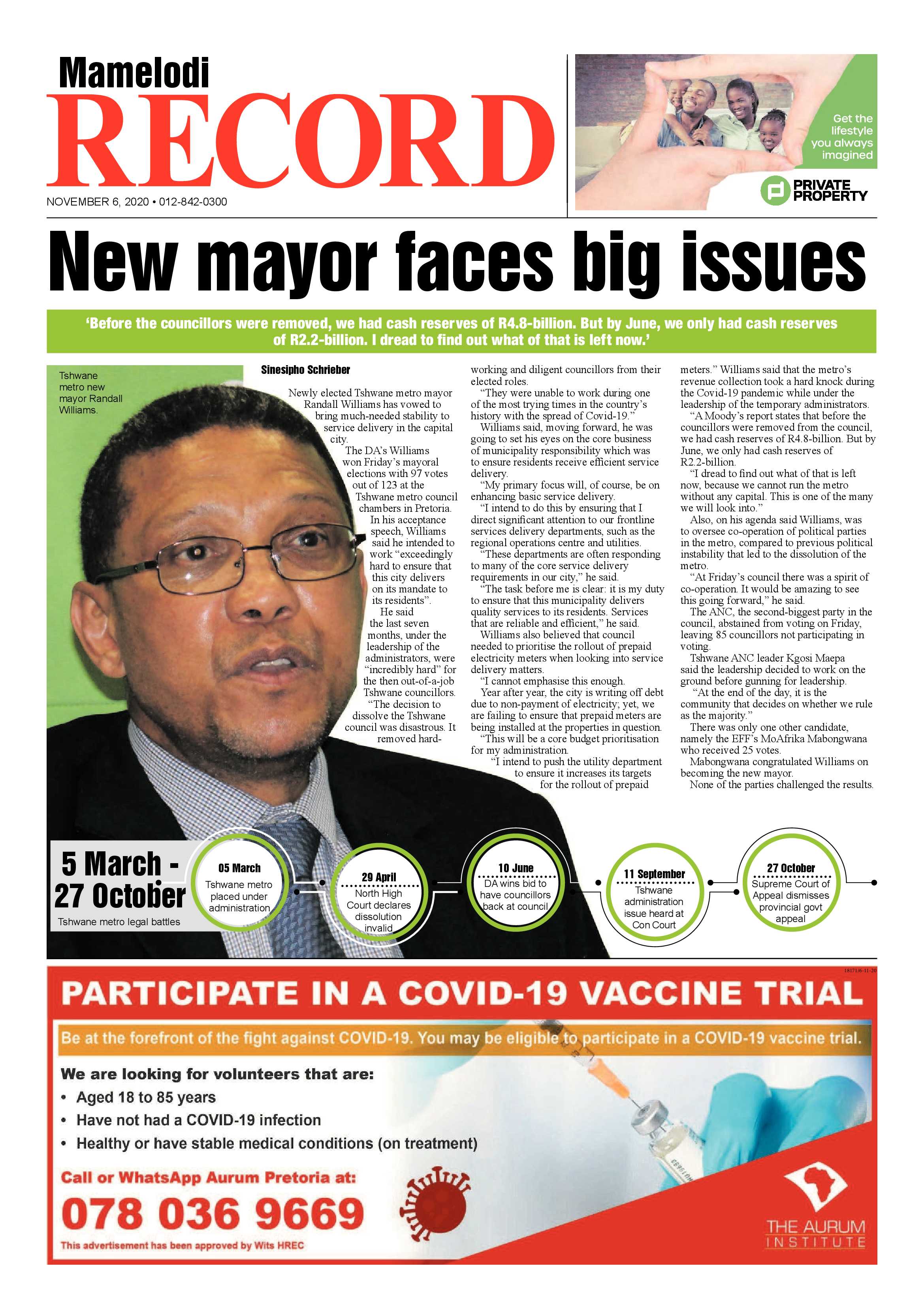 Rekord Mamelodi 06 November 2020 page 1