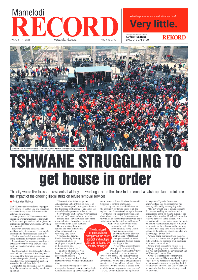 Rekord Mamelodi 11 August 2023 page 1