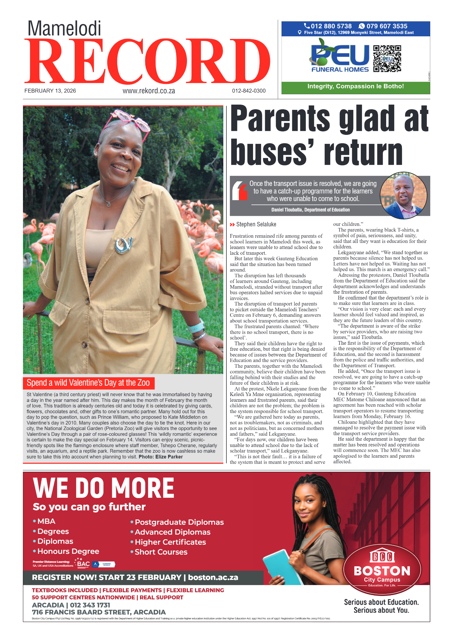 Rekord Mamelodi 13 February 2026 page 1
