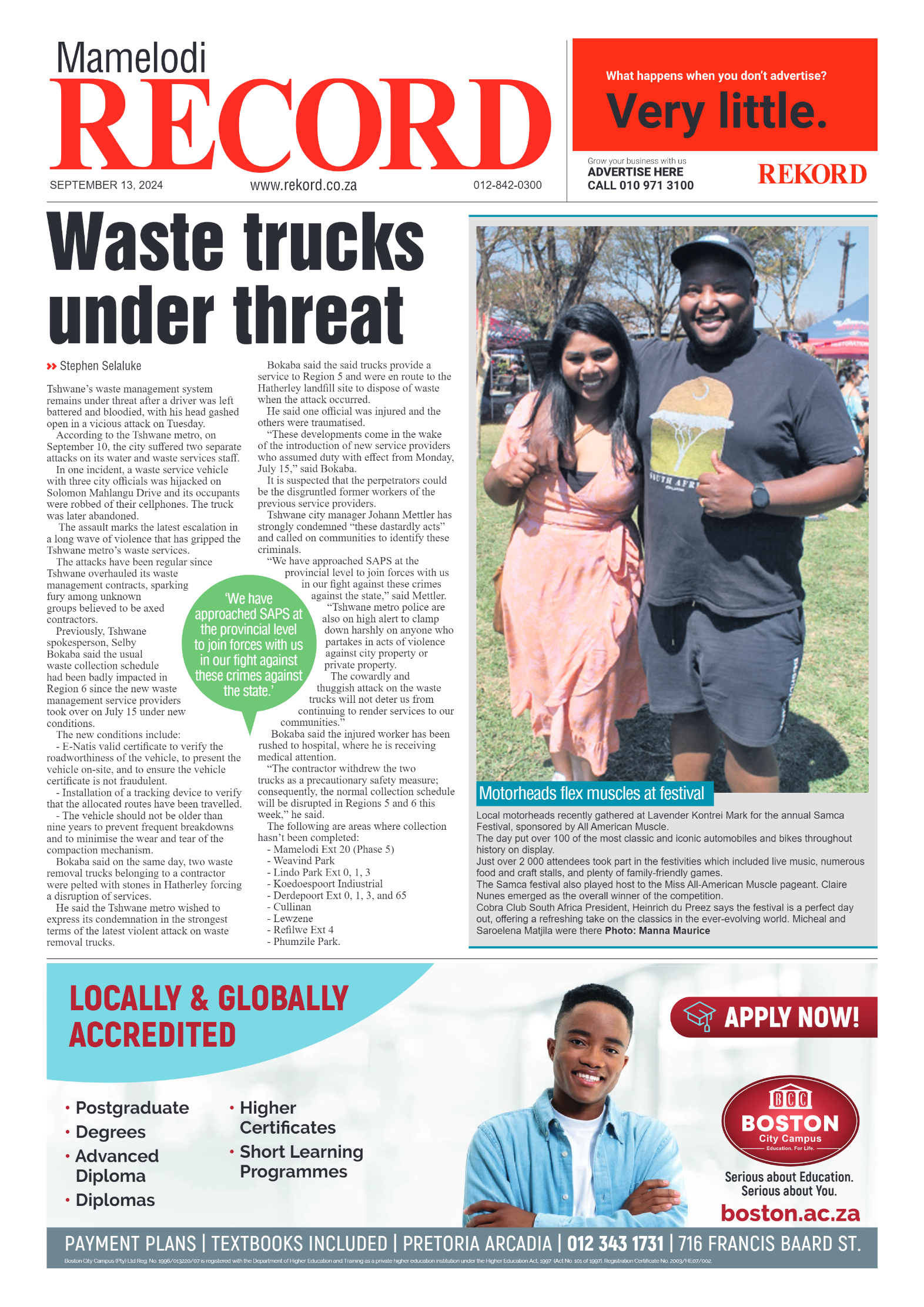 Rekord Mamelodi 13 September 2024 page 1