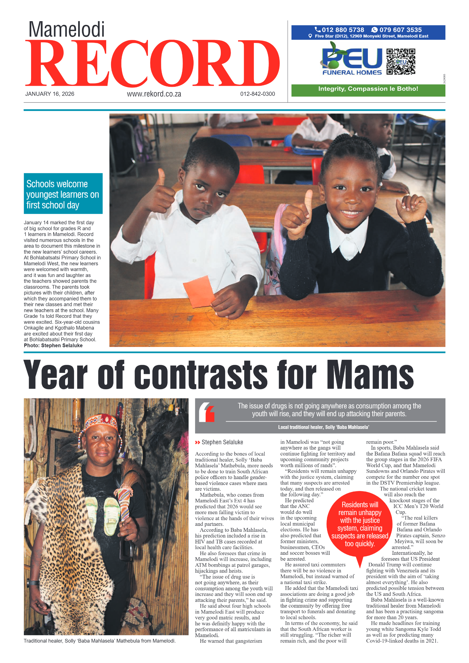 Rekord Mamelodi 16 January 2026 page 1