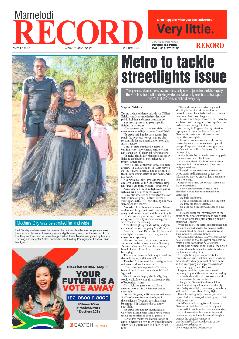 Rekord Mamelodi 17 May 2024 page 1