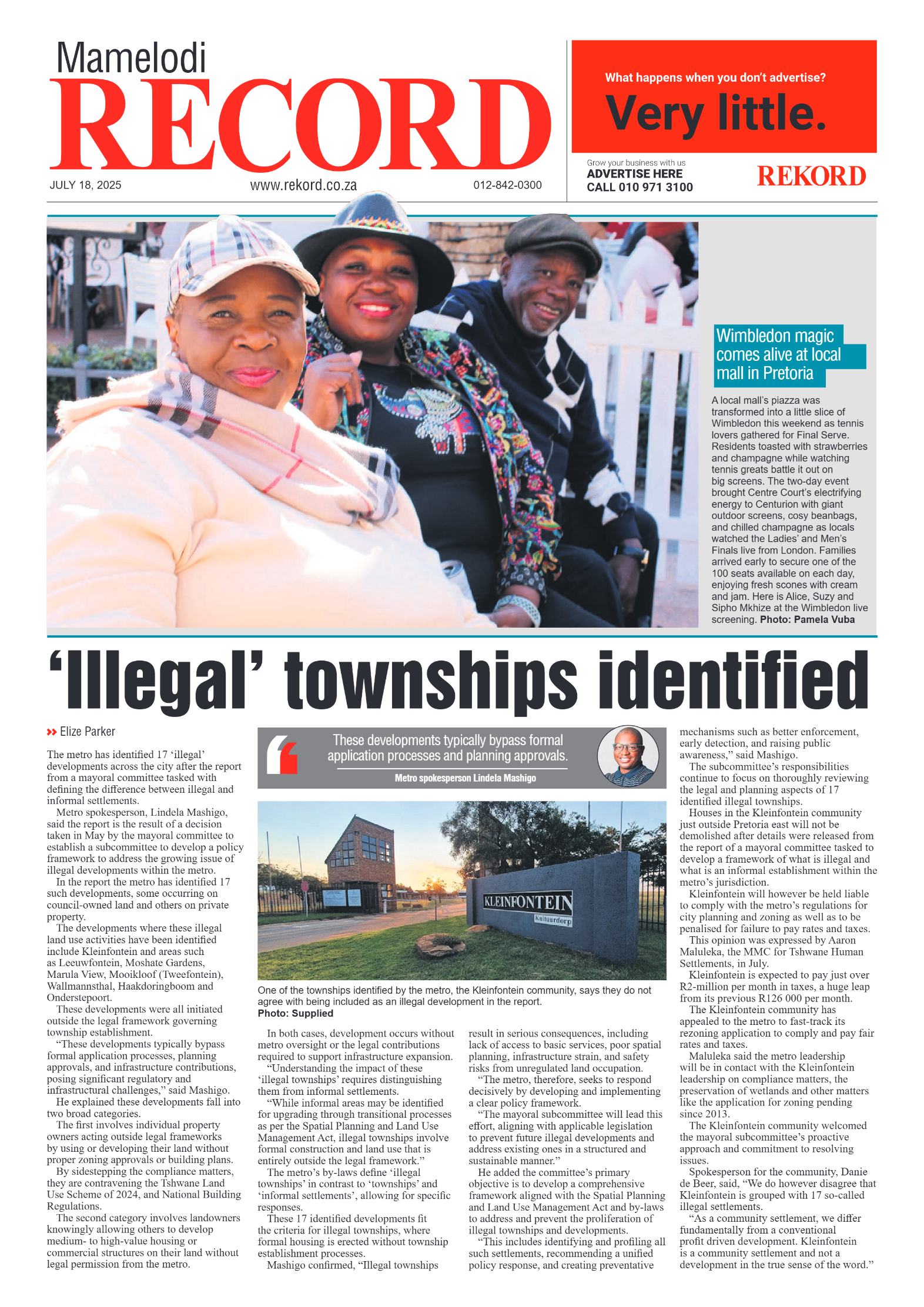 Rekord Mamelodi 18 July 2025 page 1