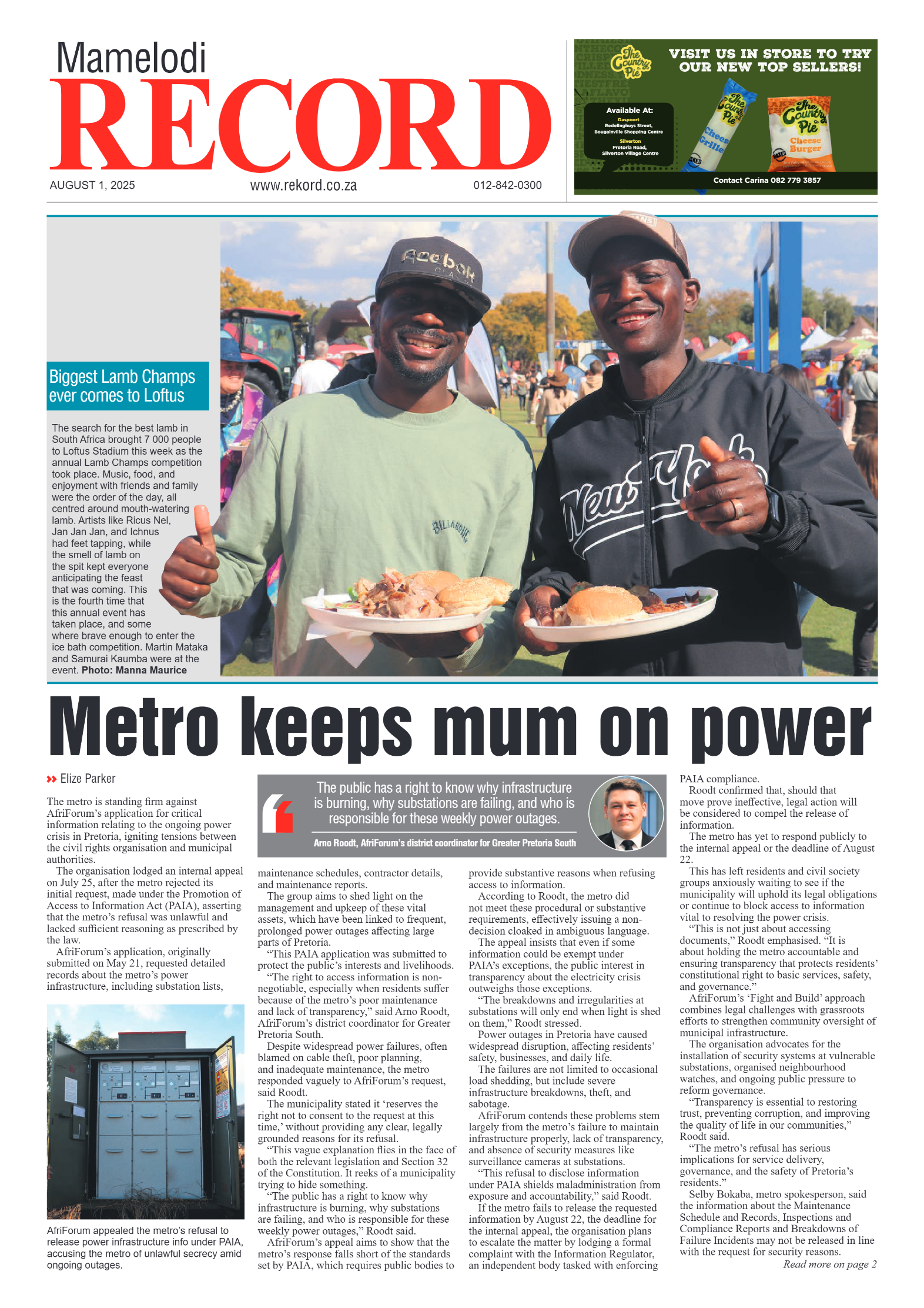 Rekord Mamelodi 1 August 2025 page 1