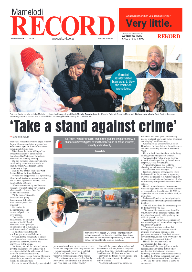 Rekord Mamelodi 22 September 2023 page 1