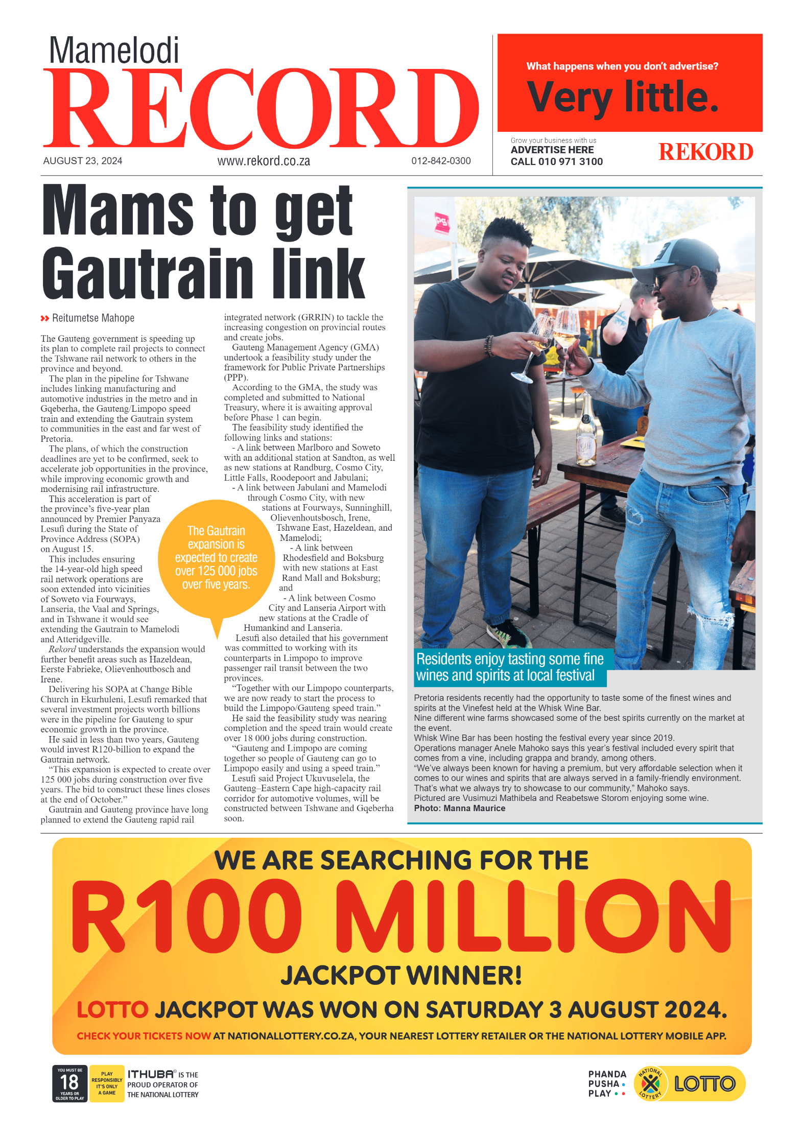 Rekord Mamelodi 23 August 2024 page 1