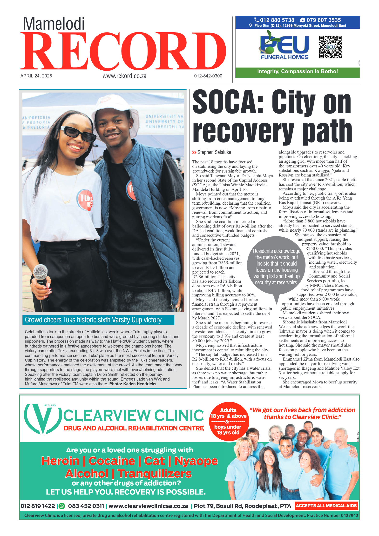 Rekord Mamelodi 24 April 2026 page 1