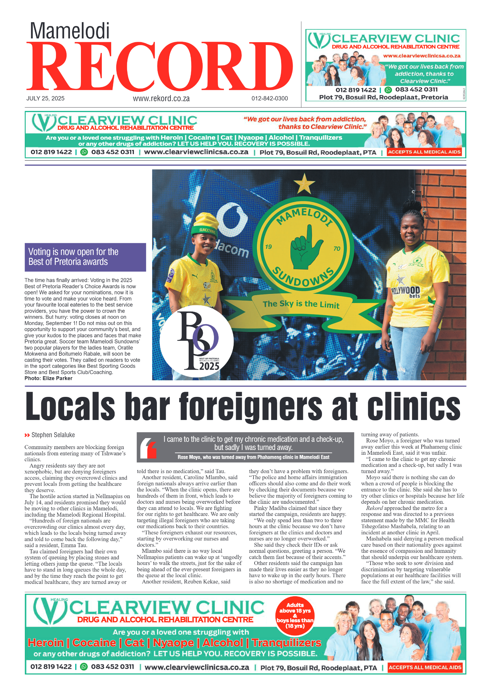 Rekord Mamelodi 25 July 2025 page 1