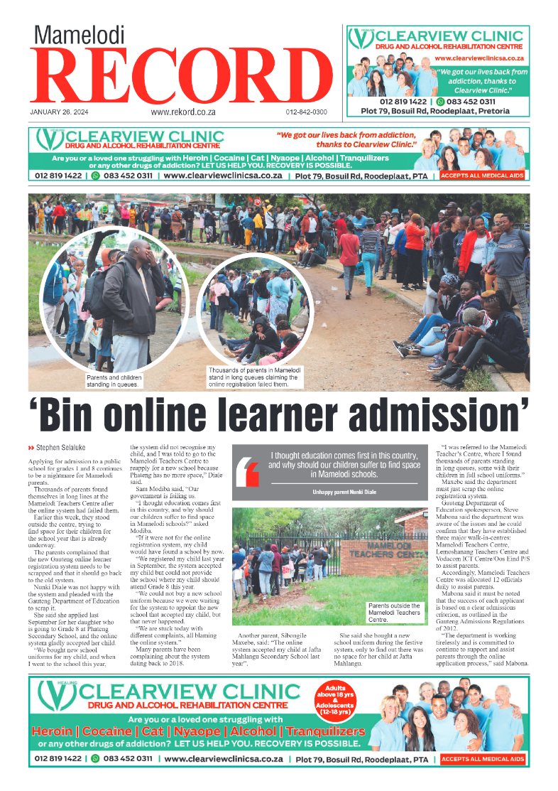 Rekord Mamelodi 26 January 2024 page 1