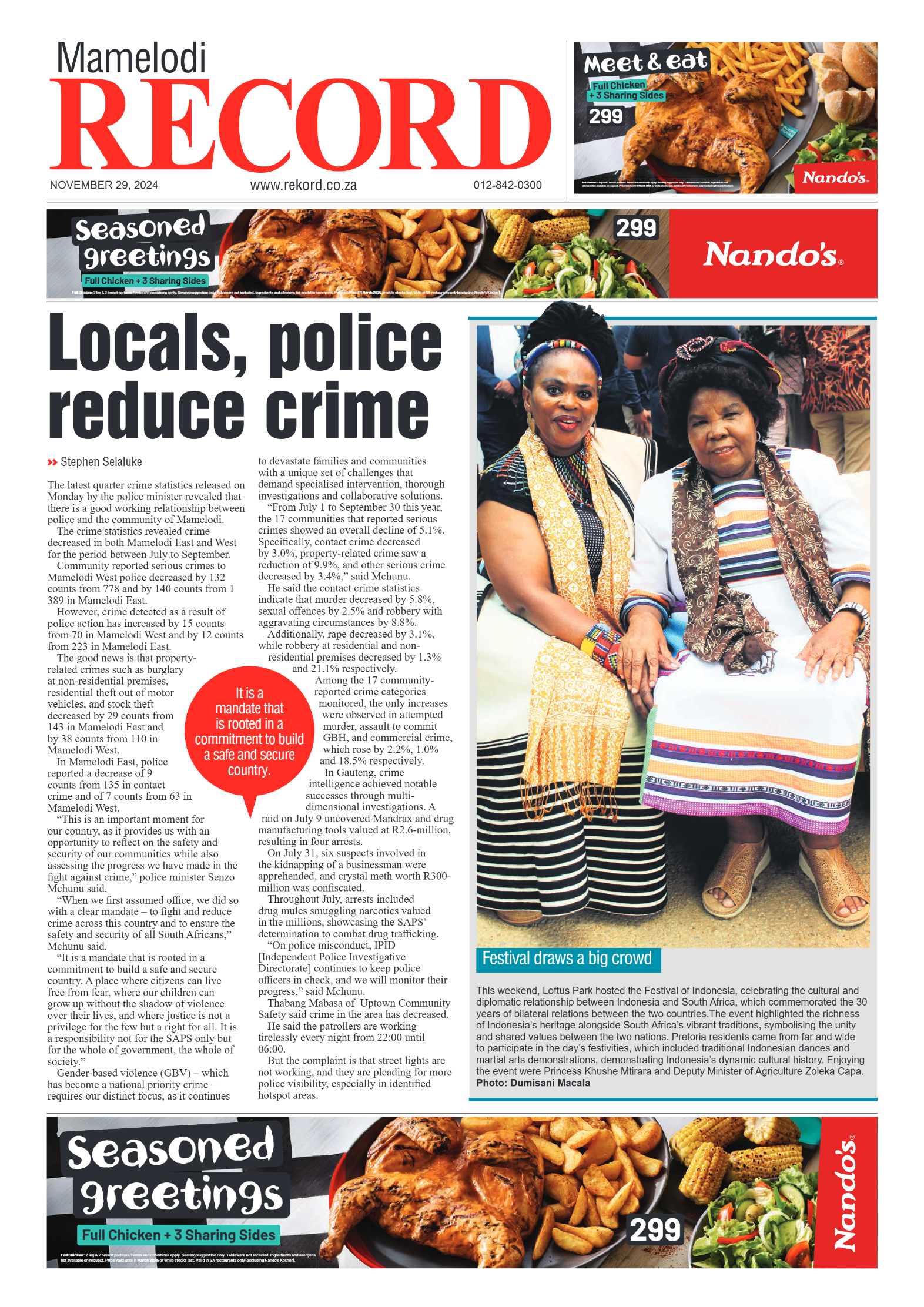 Rekord Mamelodi 29 November 24 page 1