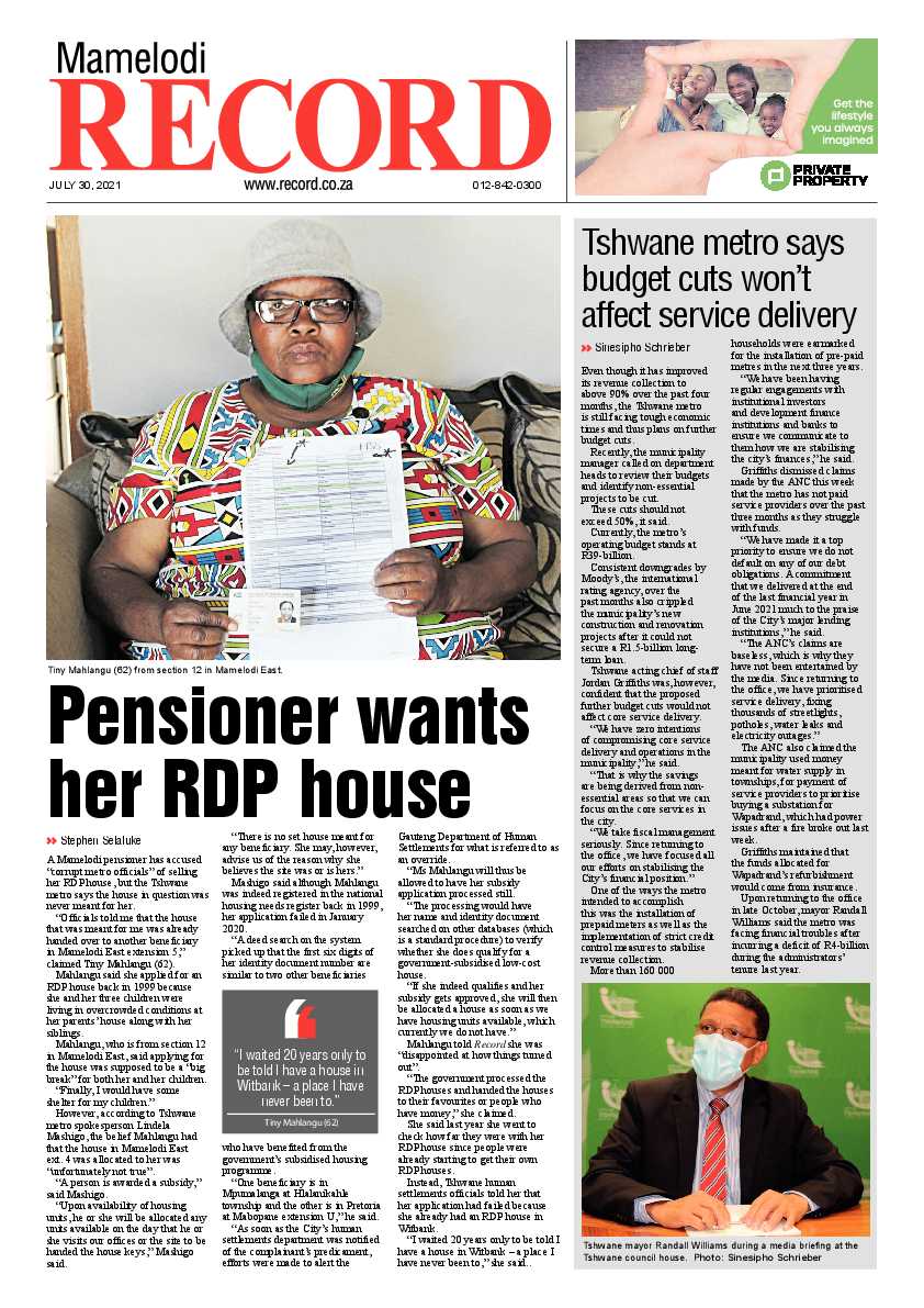 Rekord Mamelodi 30 July 2021 page 1