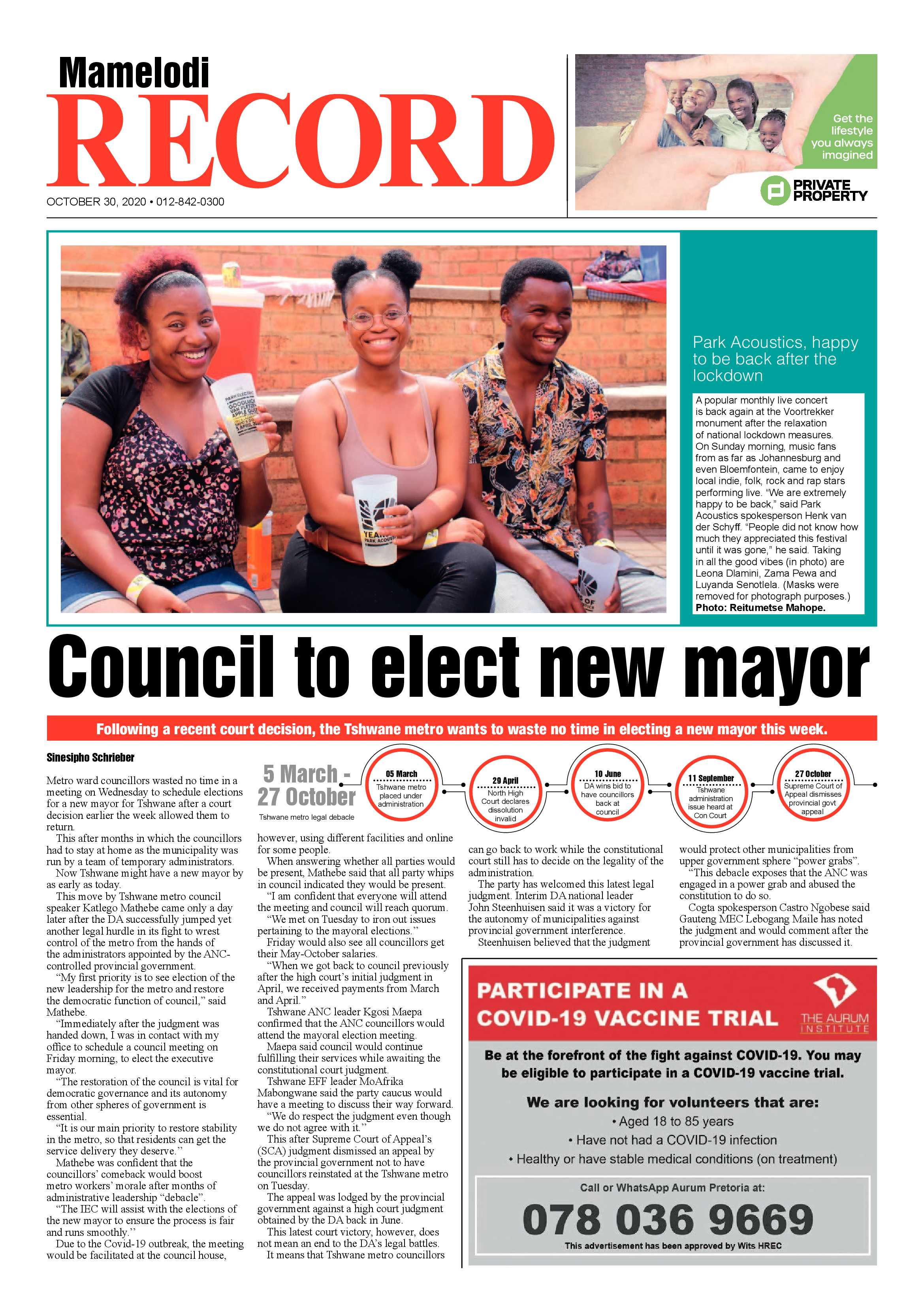 Rekord Mamelodi 30 October 2020 page 1