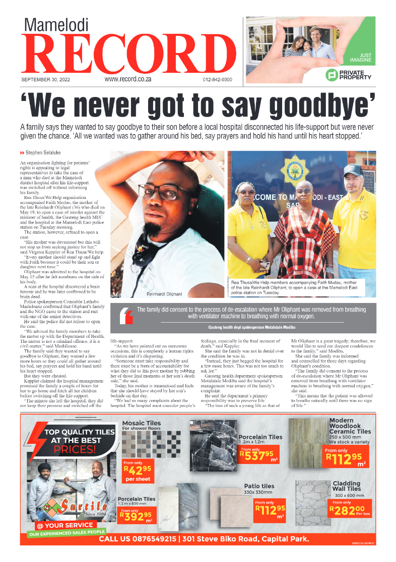 Rekord Mamelodi 30 September 2022 page 1