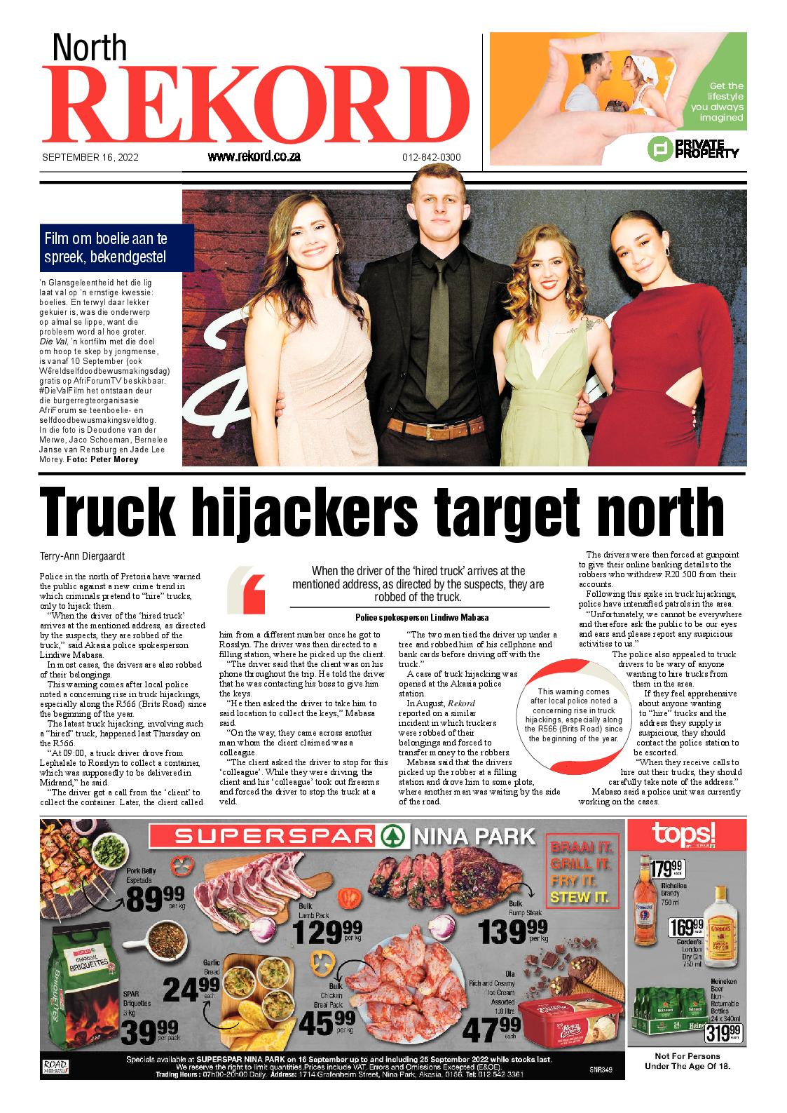 Rekord North 16 September 2022 page 1