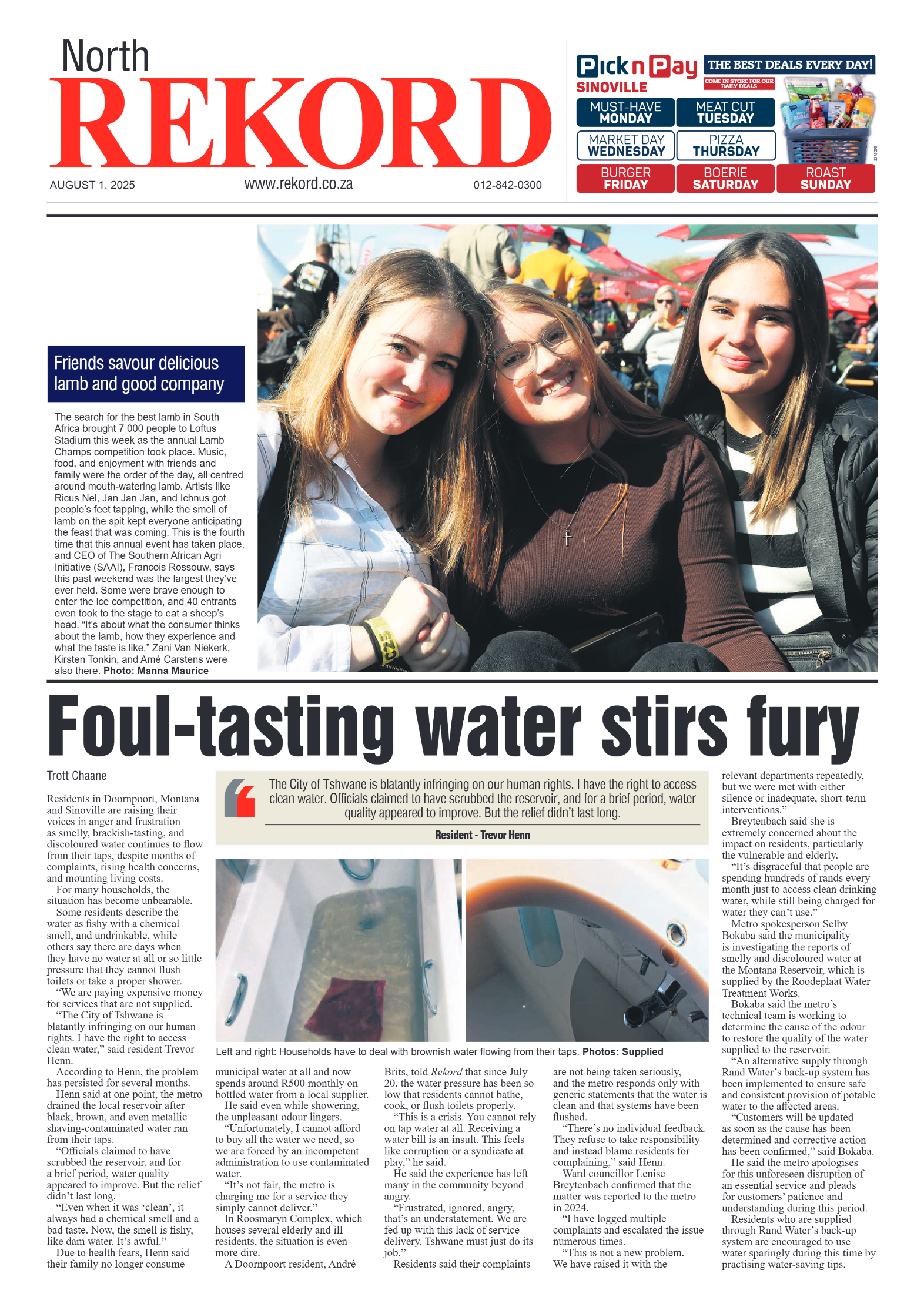 Rekord North 1 August 2025 page 1