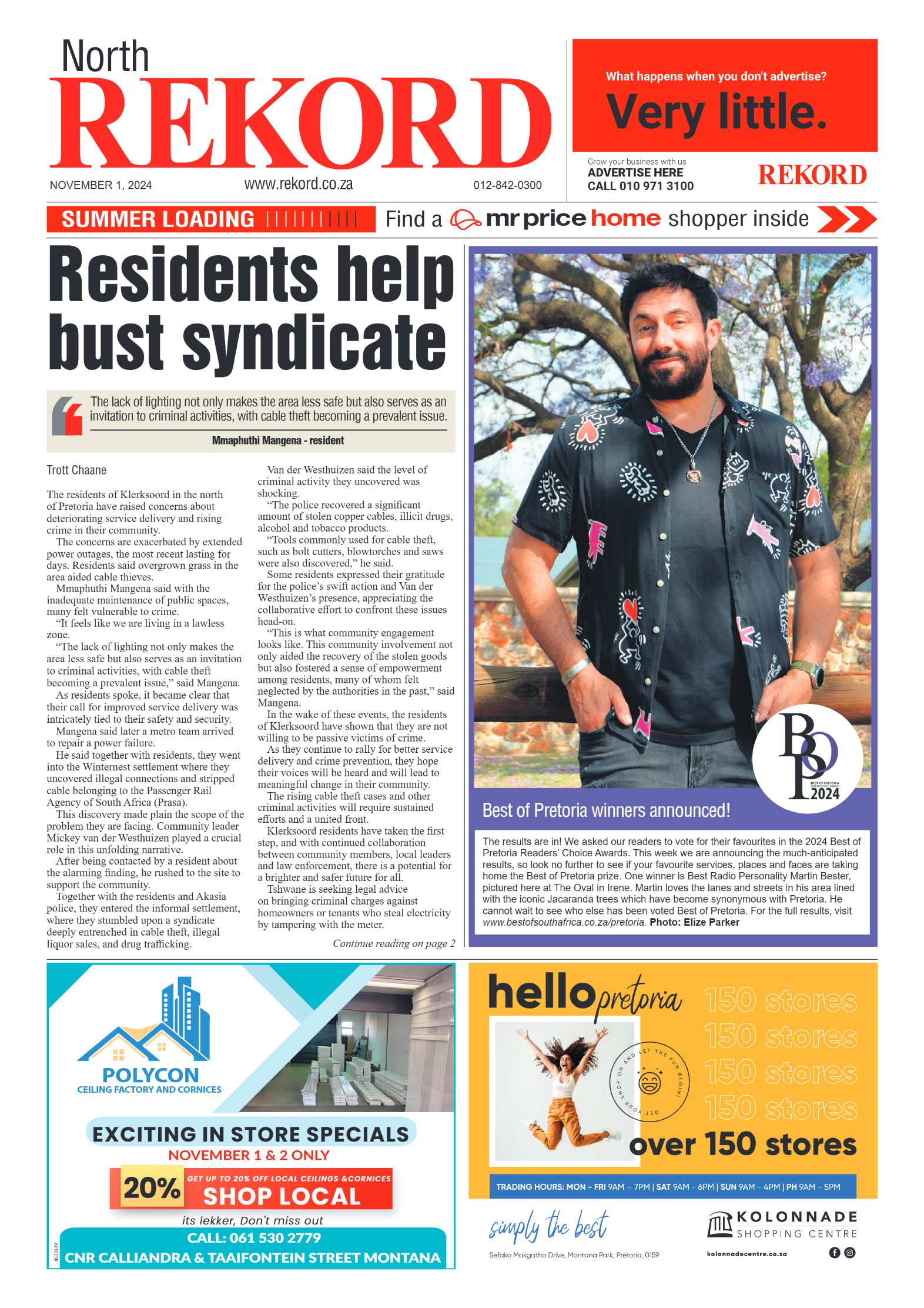 Rekord North 1 November 2024 page 1