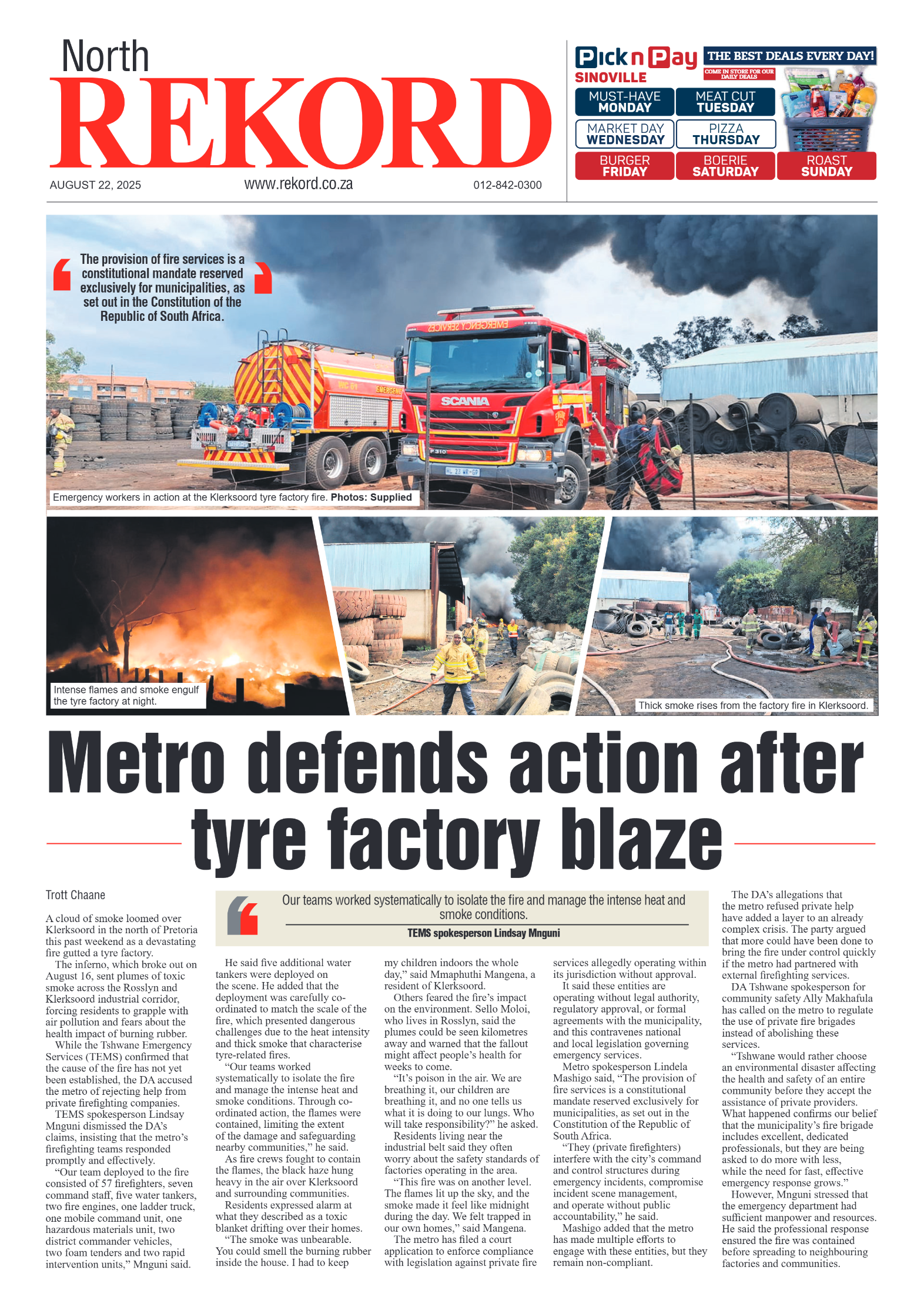 Rekord North 22 August 2025 page 1