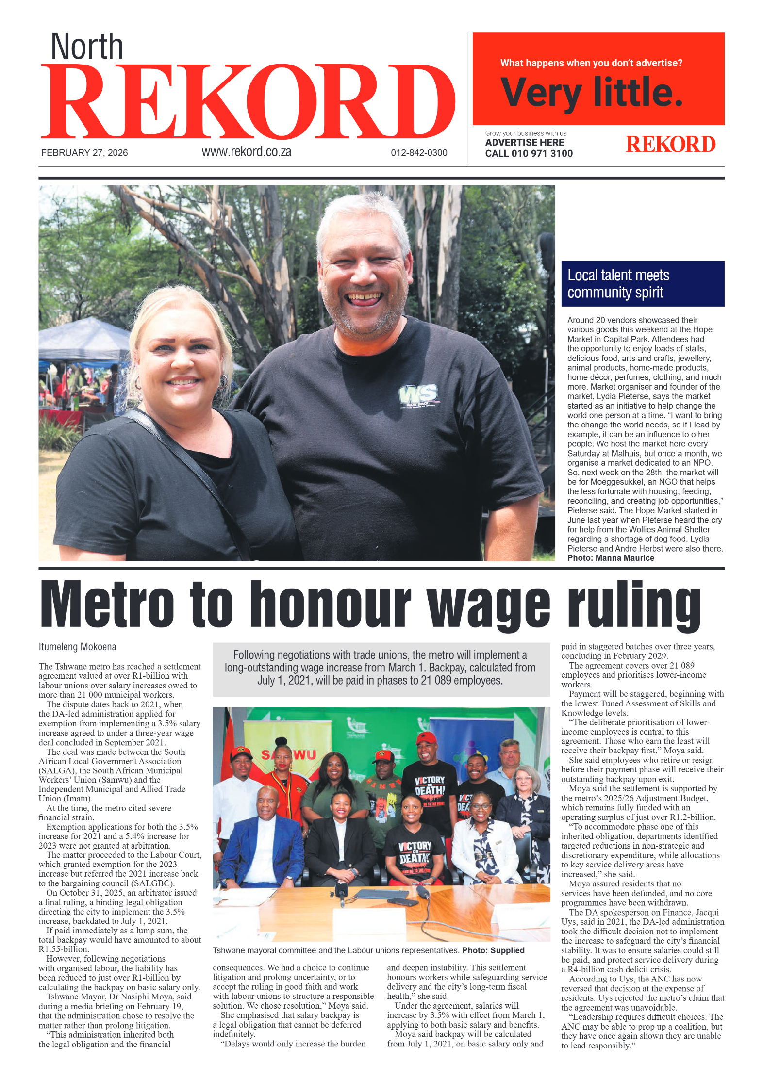 Rekord North 27 February 2026 page 1