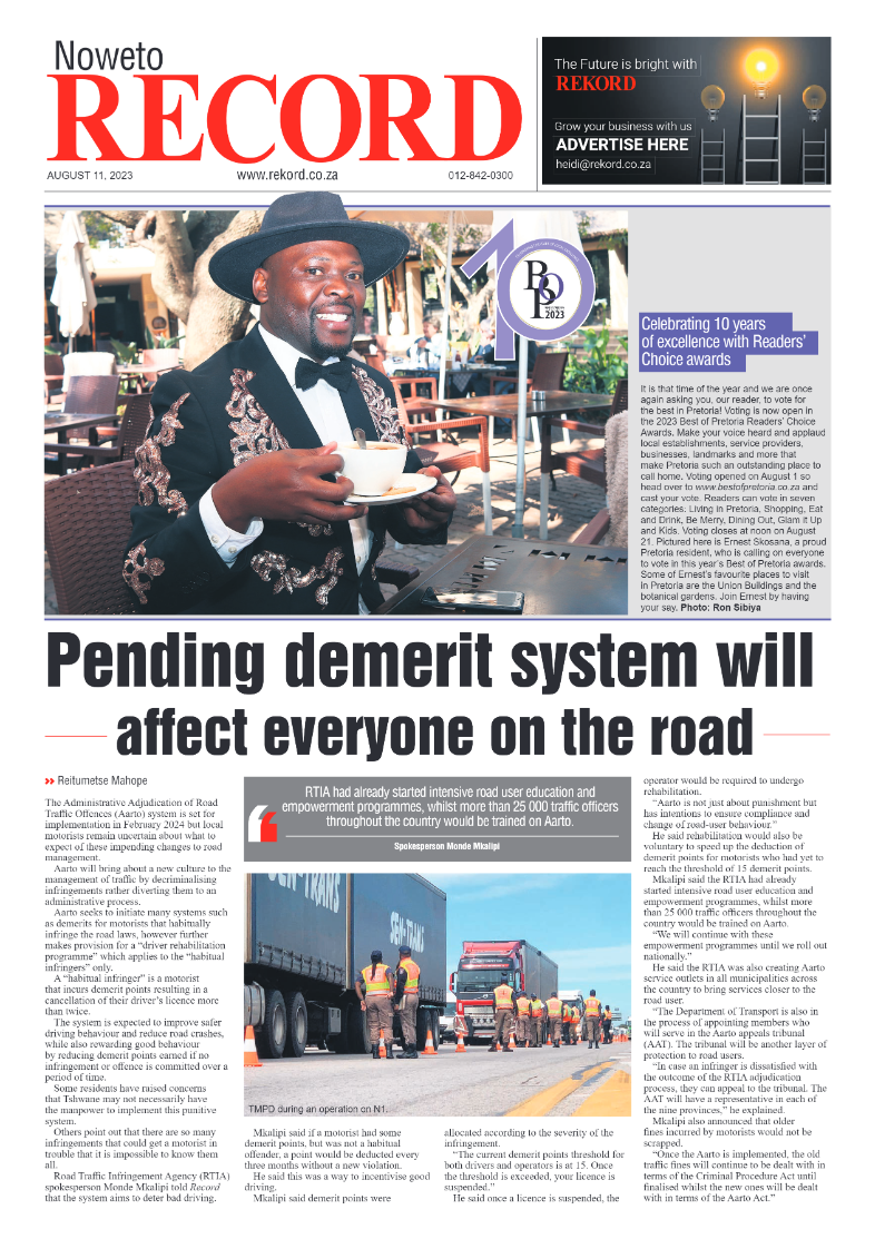 Rekord Noweto 11 August 2023 page 1