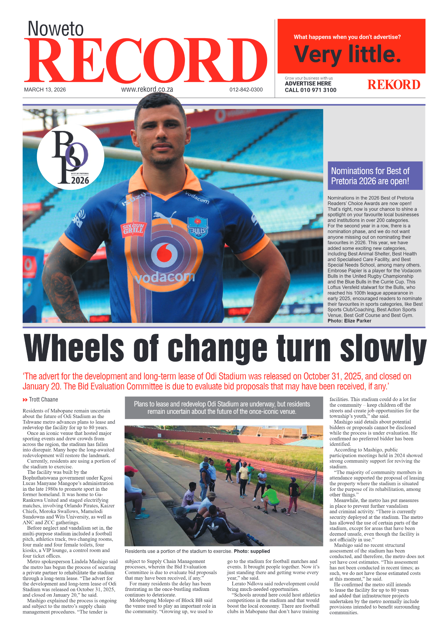 Rekord Noweto 13 March 2026 page 1