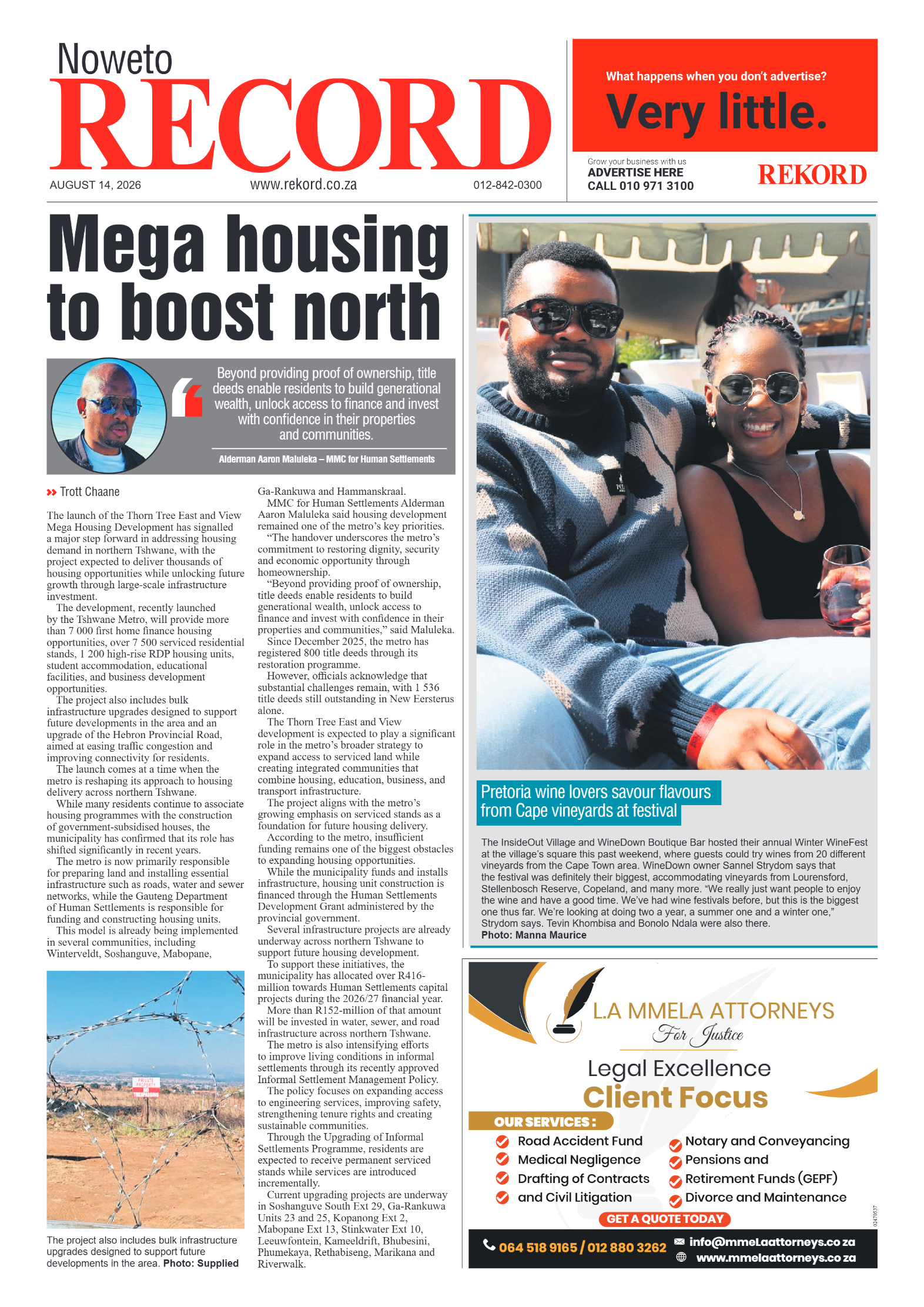 Rekord Noweto 14 August 2026 page 1