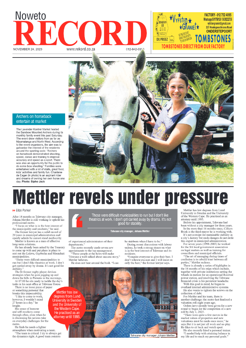 Rekord Noweto 24 November 2023 page 1