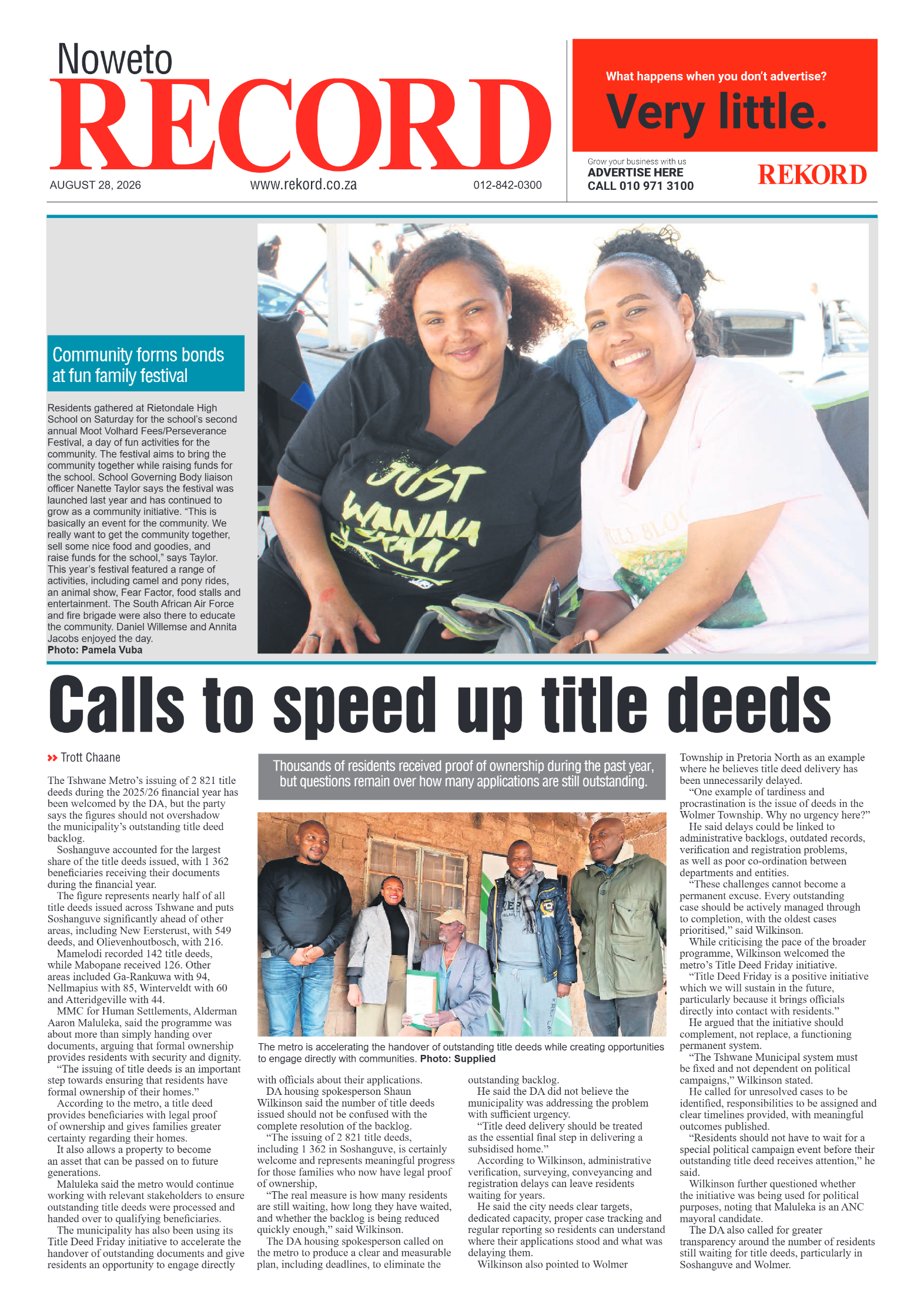 Rekord Noweto 28 August 2026 page 1