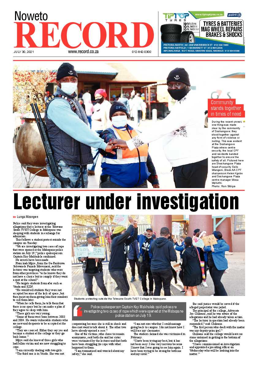 Rekord Noweto 30 July 2021 page 1