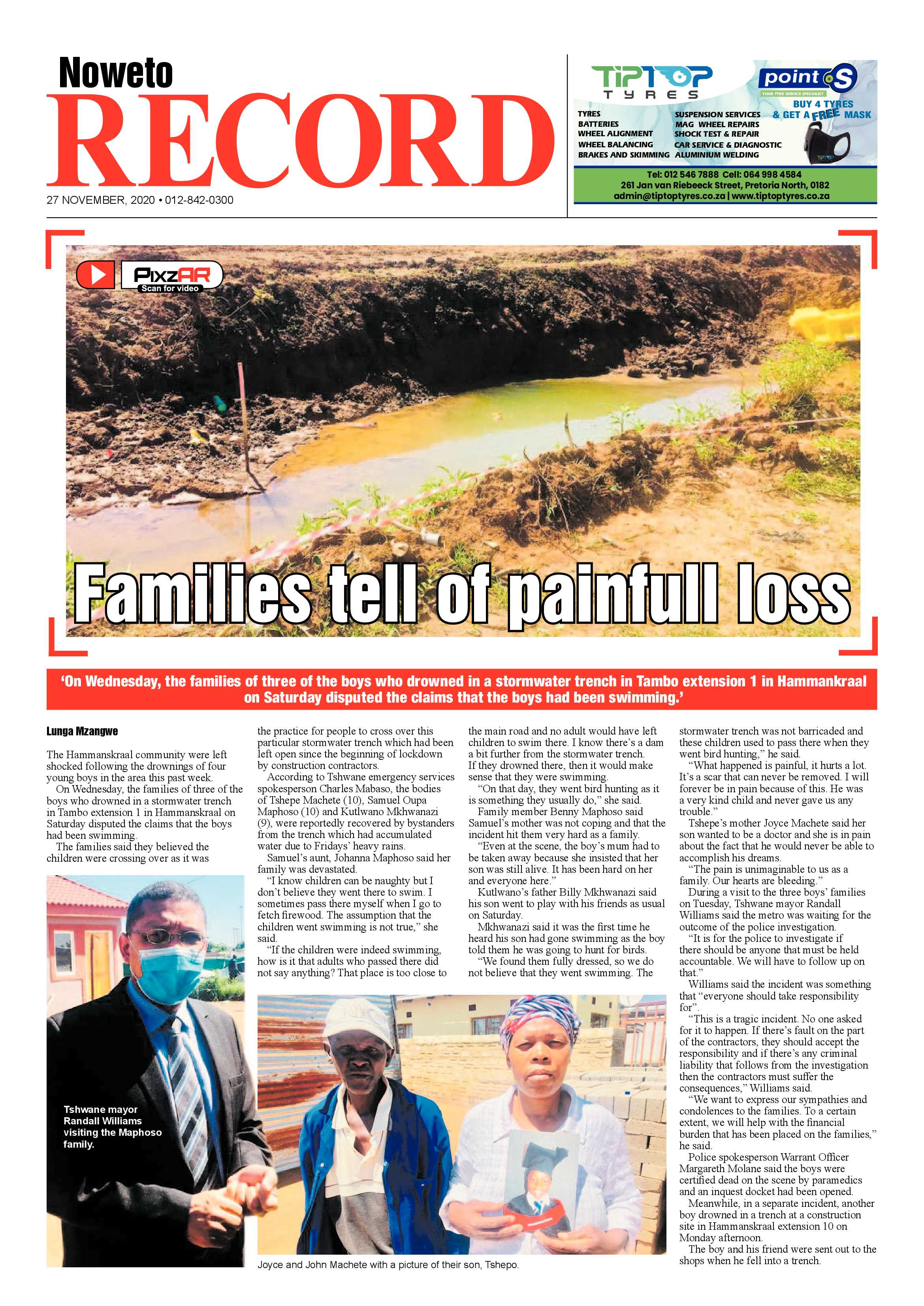 Rekord Noweto  27 November 2020 page 1
