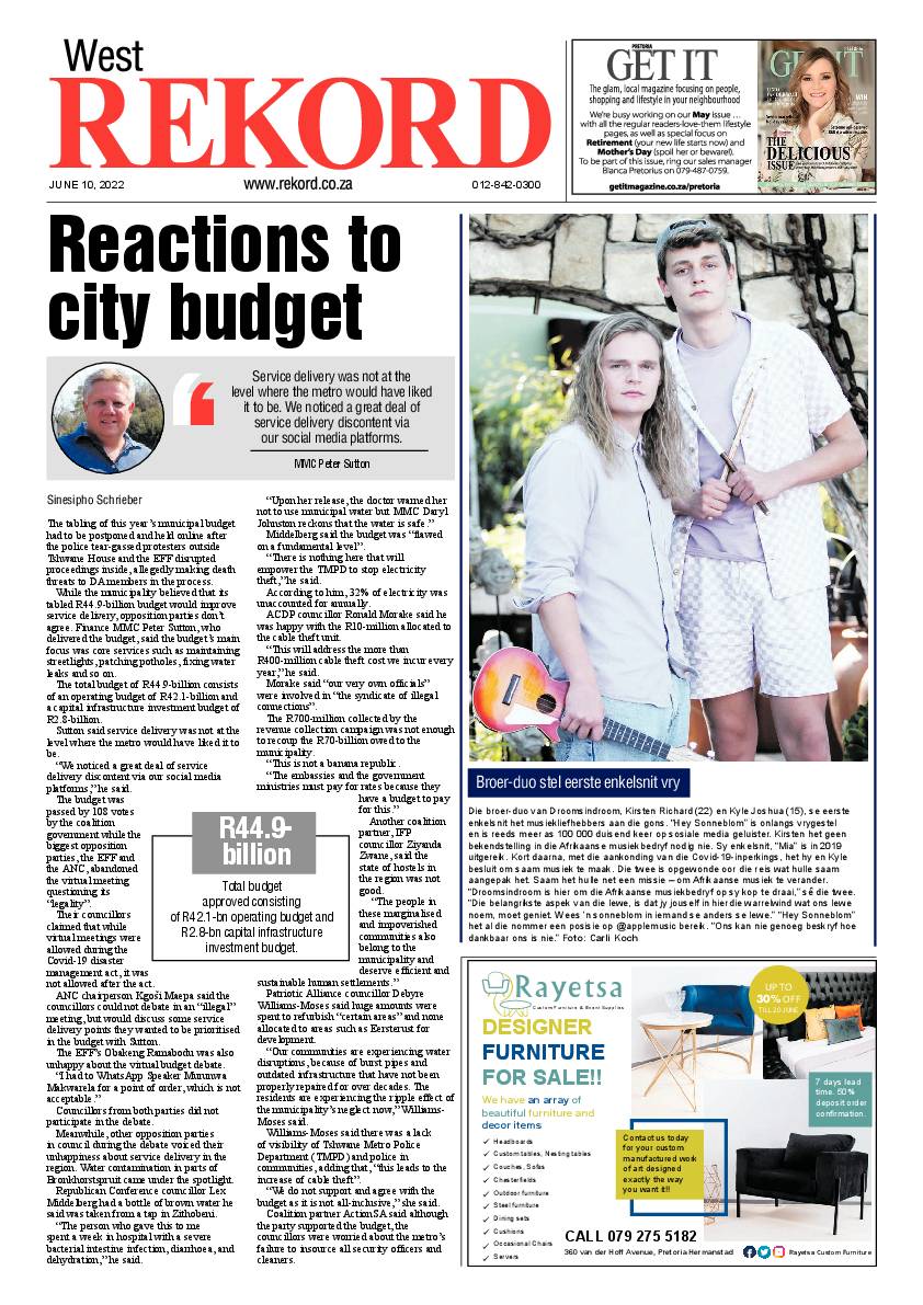 Rekord West 10 June 2022 page 1
