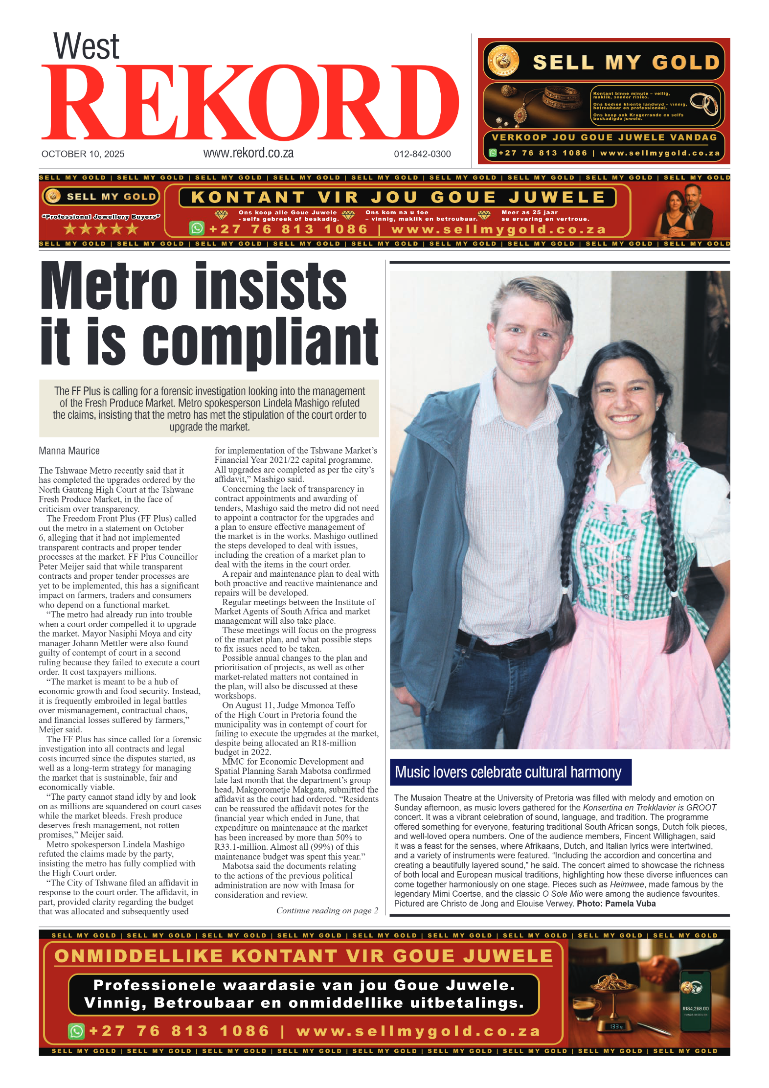 Rekord West 10 October 2025 page 1