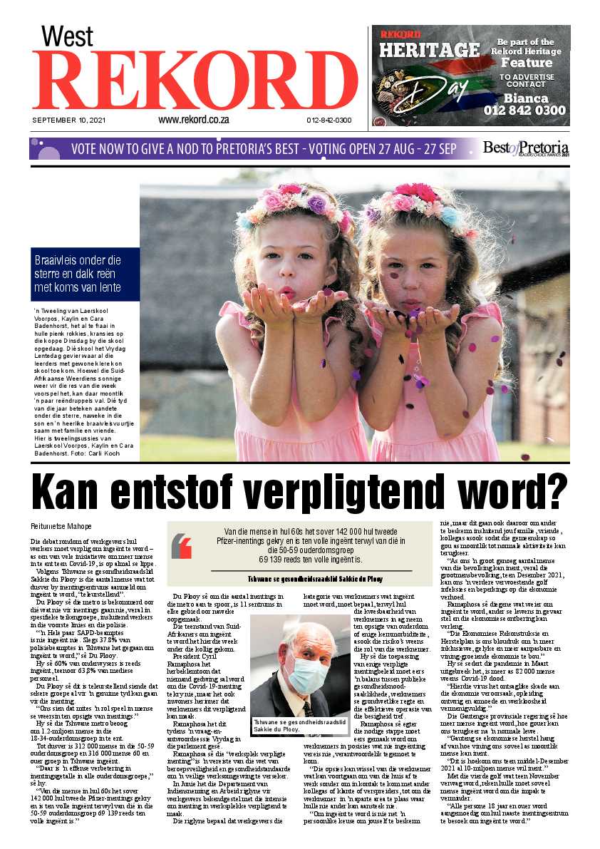 Rekord West 10 September 2021 page 1