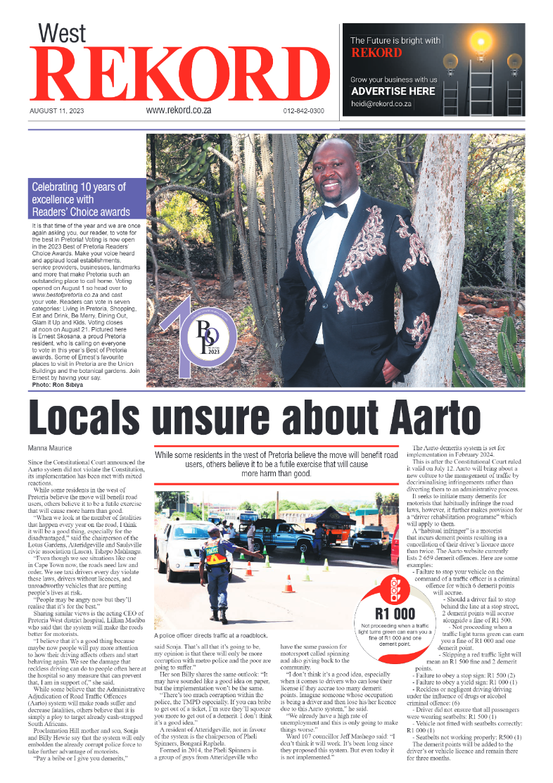 Rekord West 11 August 2023 page 1