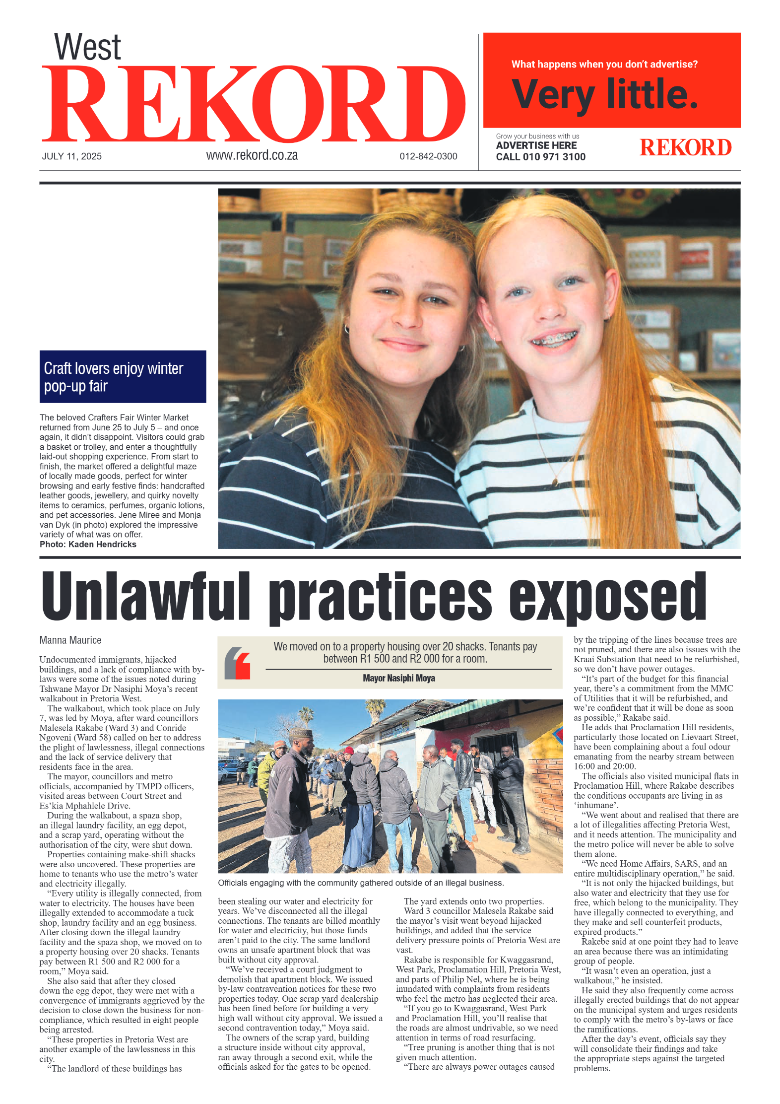 Rekord West 11 July 2025 page 1
