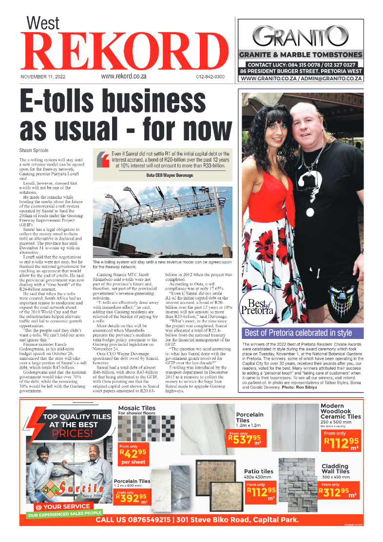 Rekord West 11 November 2022 page 1